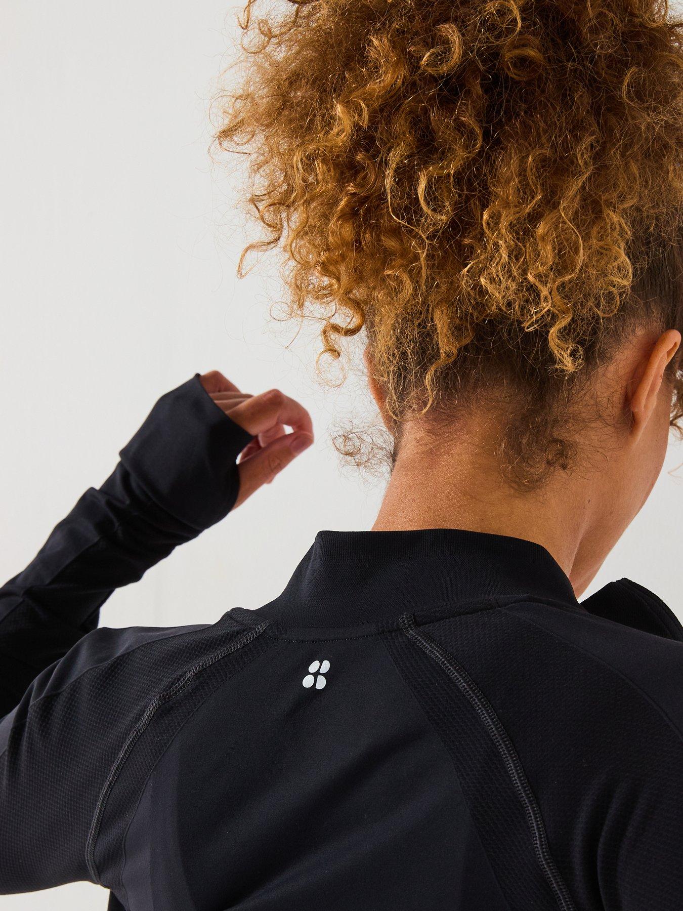 Image 6 of 6 of Sweaty Betty Womens Training Athlete Seamless Workout Zip Up - Black