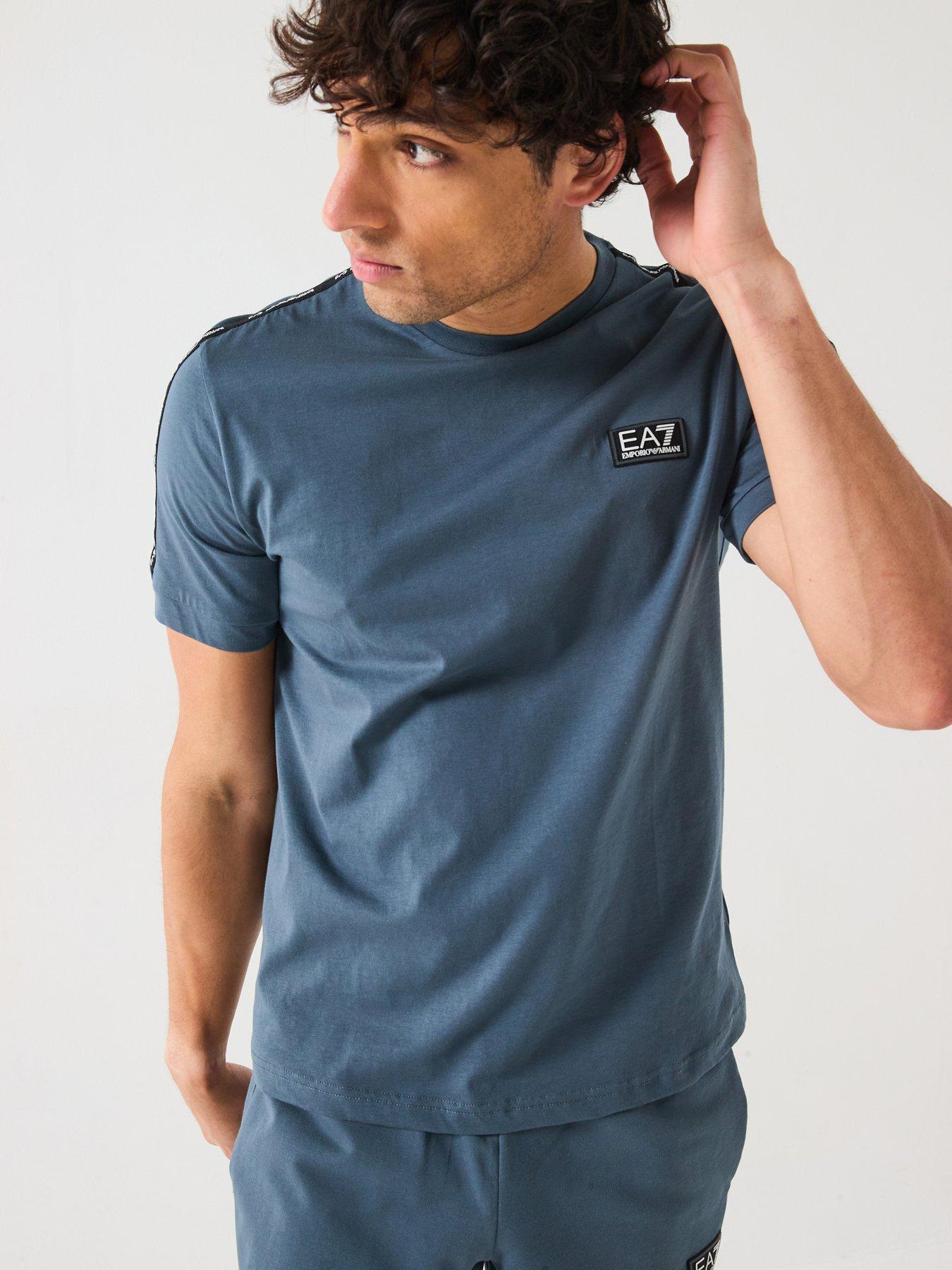 undefined Sporty Logo Taped Crew T-Shirt - Dark Grey