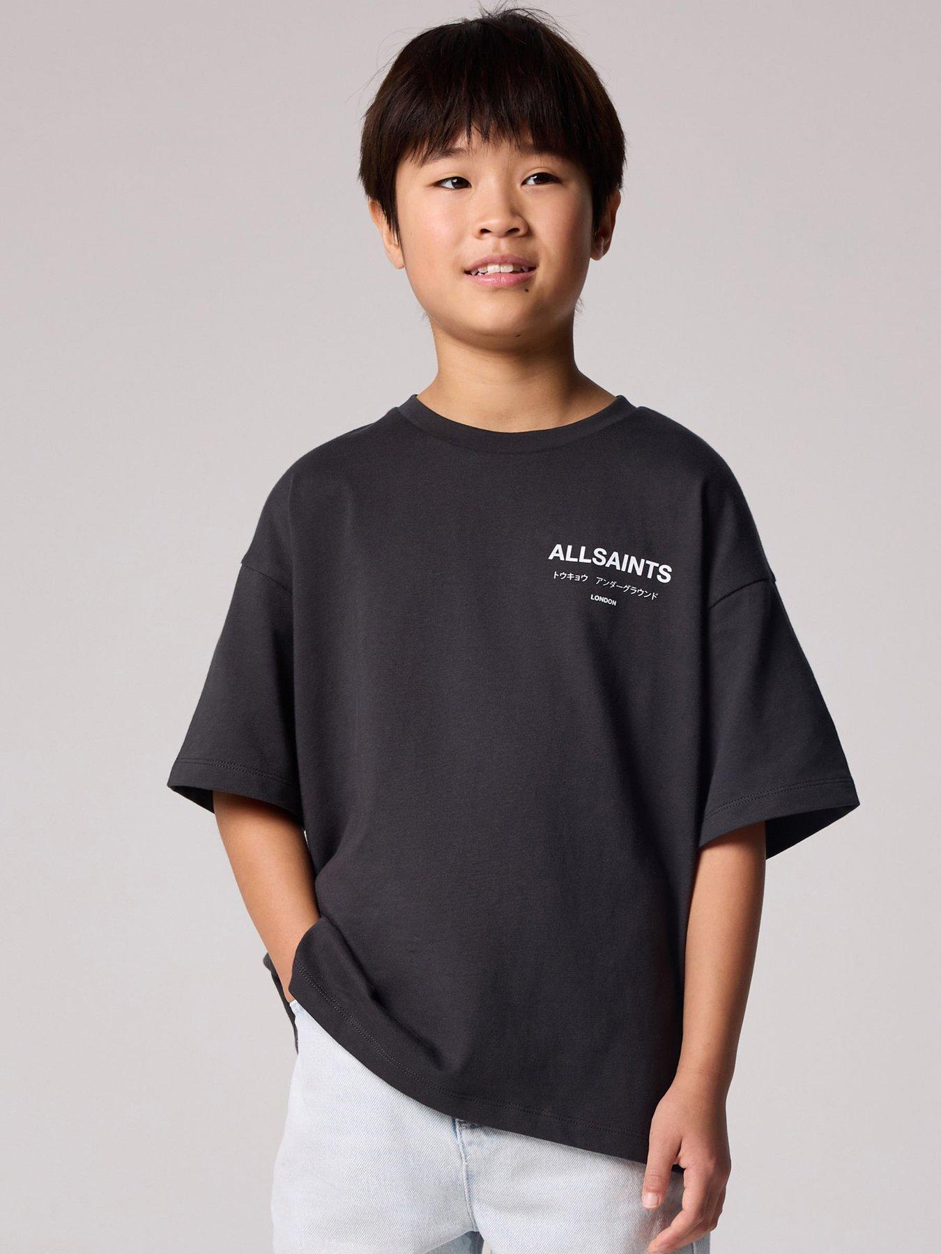 undefined All Saints Boys Logo T-Shirt - Black