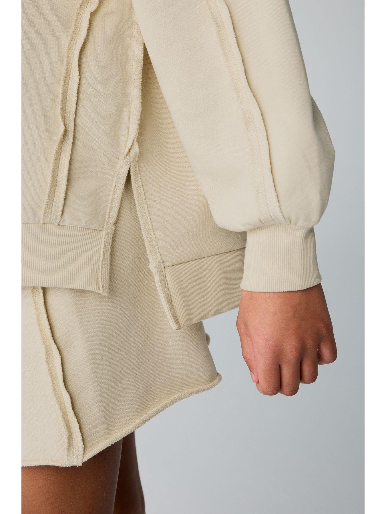 Image 4 of 7 of smALLSAINTS All Saints Raw Hem Sweat Set - Beige