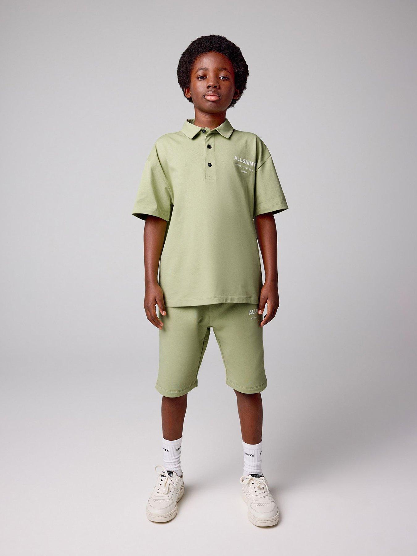 undefined All Saints Polo Shirt and Shorts Set - Green
