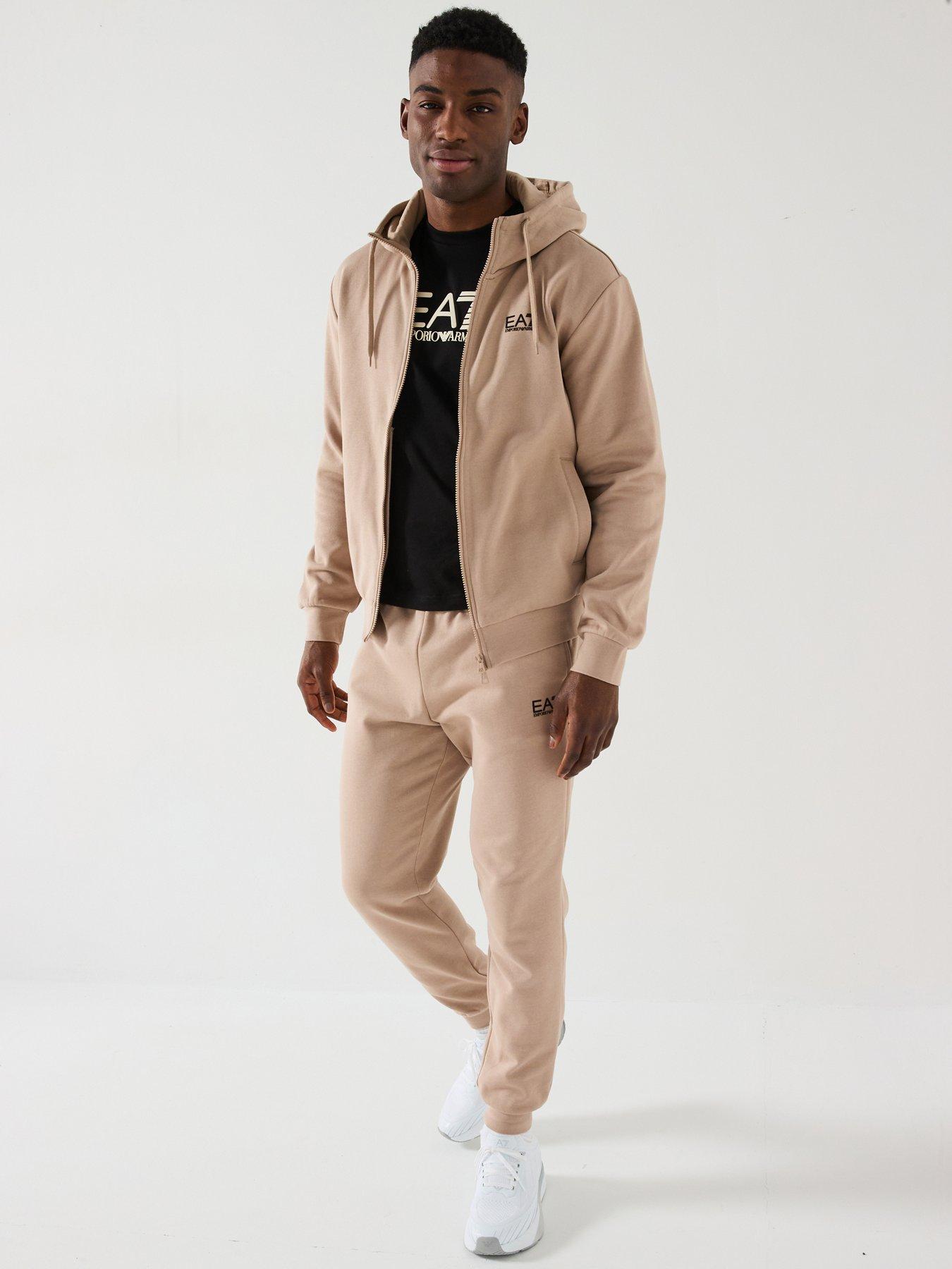 Image 1 of 6 of EA7 Emporio Armani Core Id Hoodie Tracksuit - Beige
