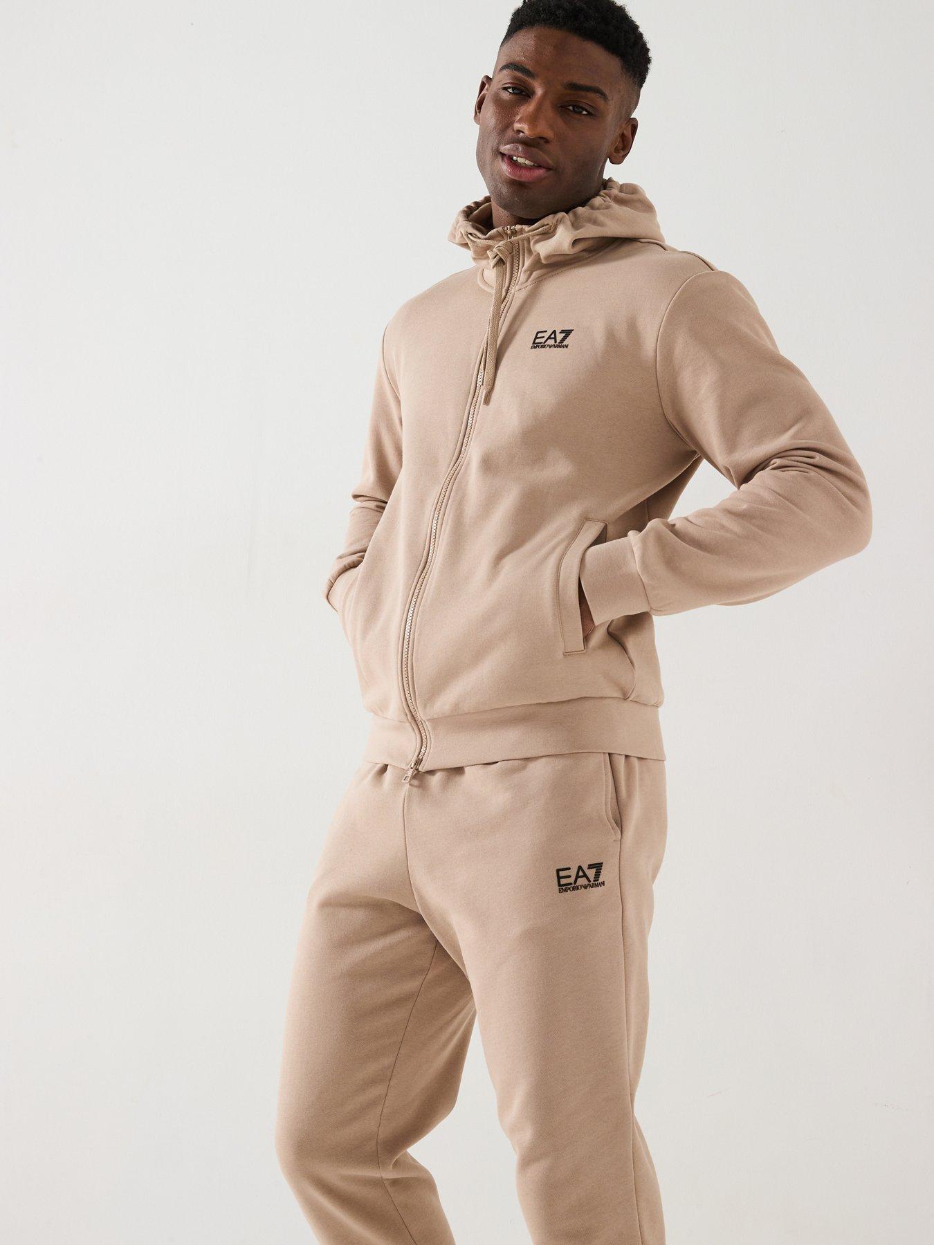 Image 4 of 6 of EA7 Emporio Armani Core Id Hoodie Tracksuit - Beige