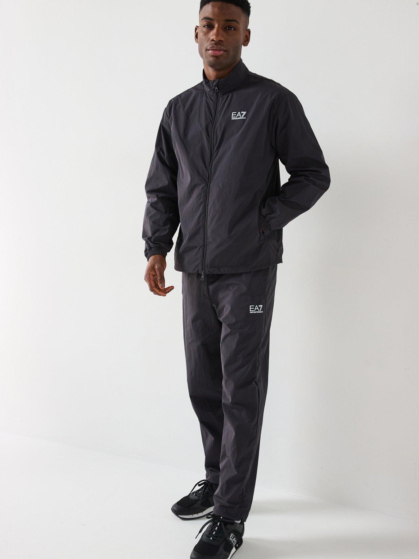 EA7 Emporio Armani Funnel Zip Through Nylon Tracksuit Dark Brown