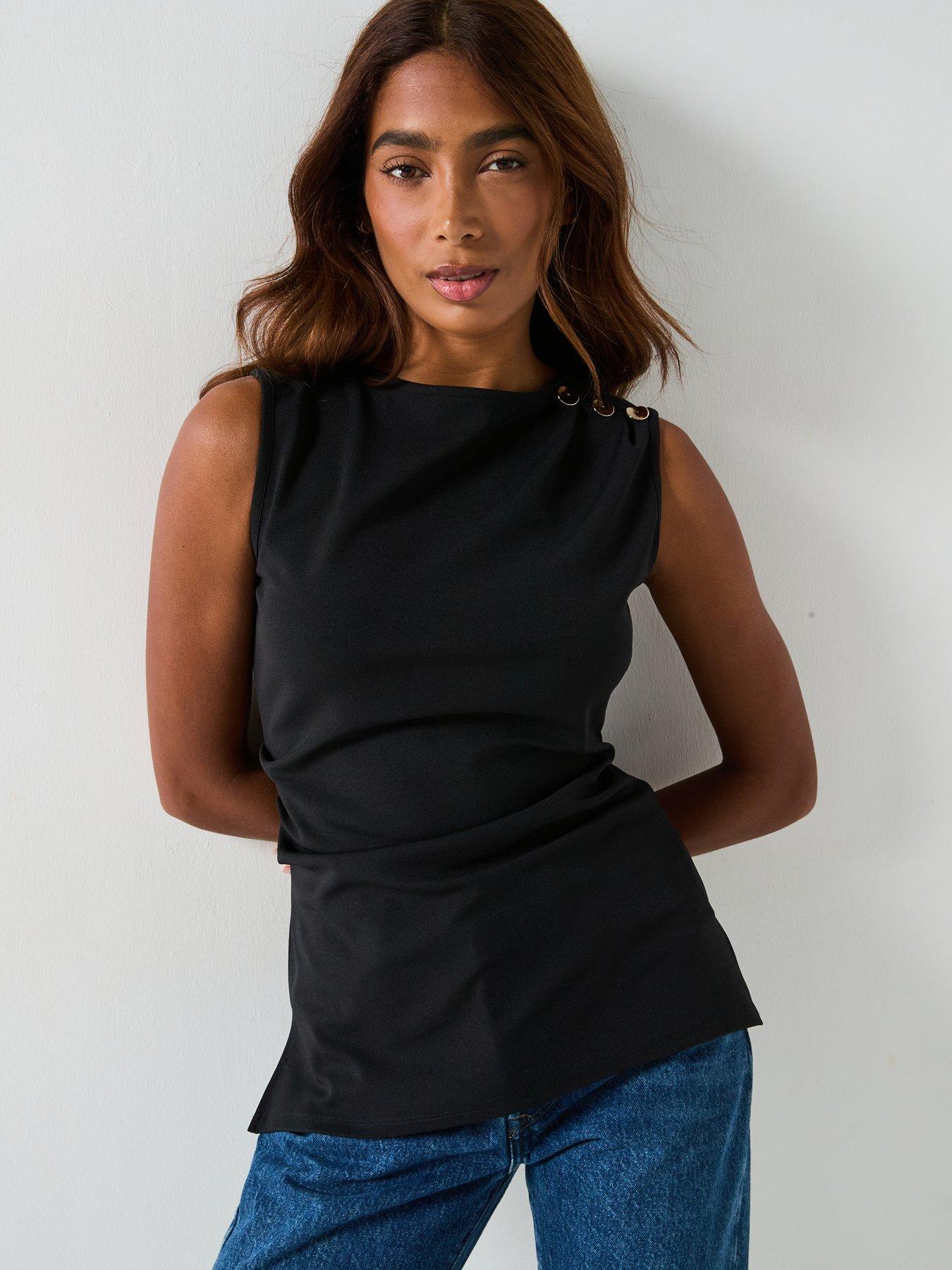 undefined Asymetric Detail Top Co-Ord - Black