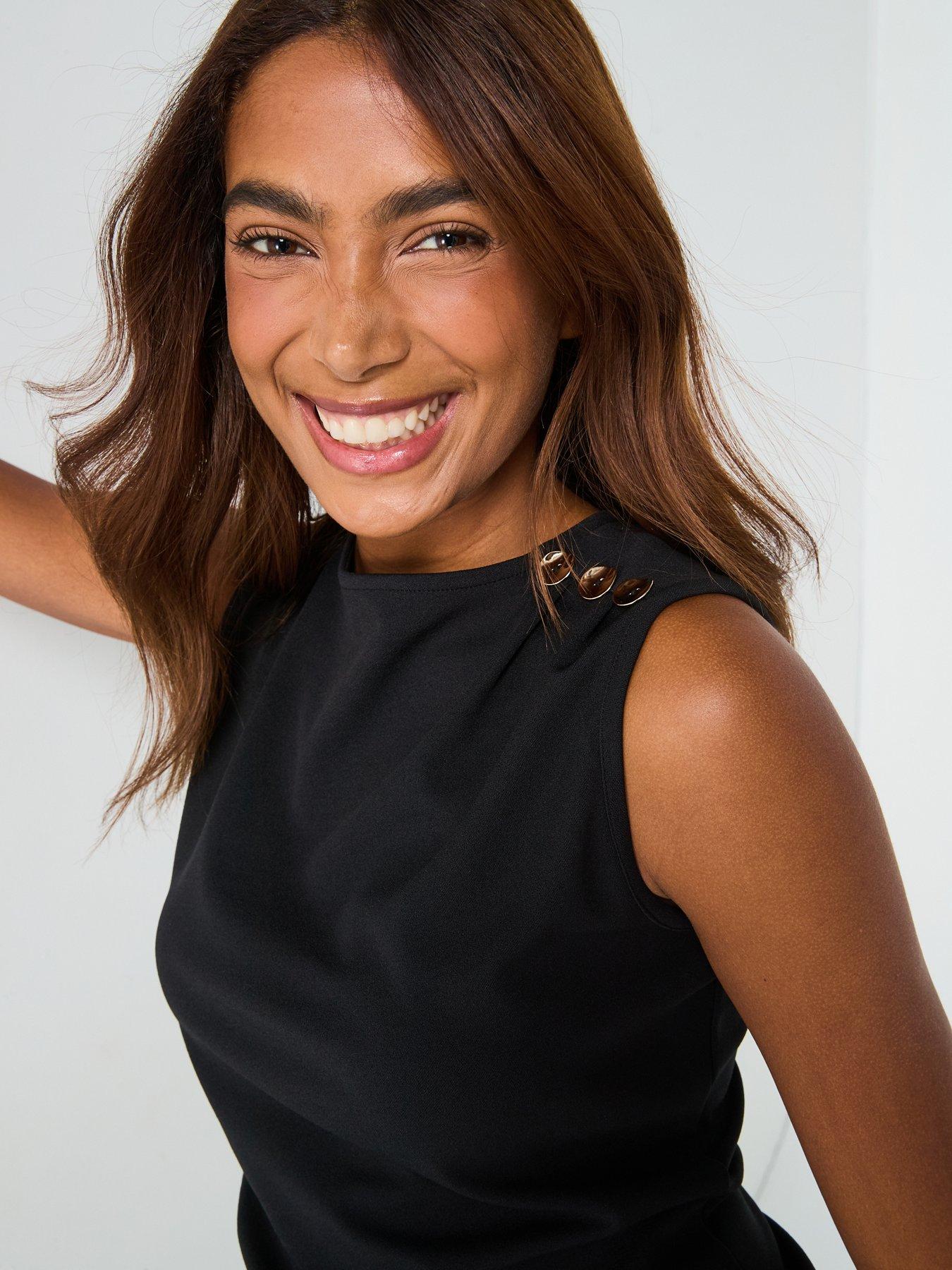 Image 4 of 6 of V by Very Asymetric Detail Top Co-Ord - Black
