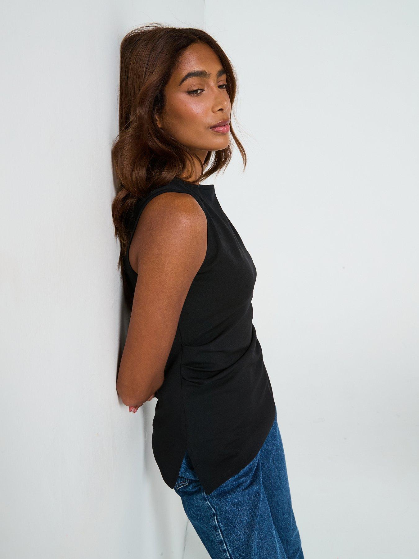 Image 5 of 6 of V by Very Asymetric Detail Top Co-Ord - Black