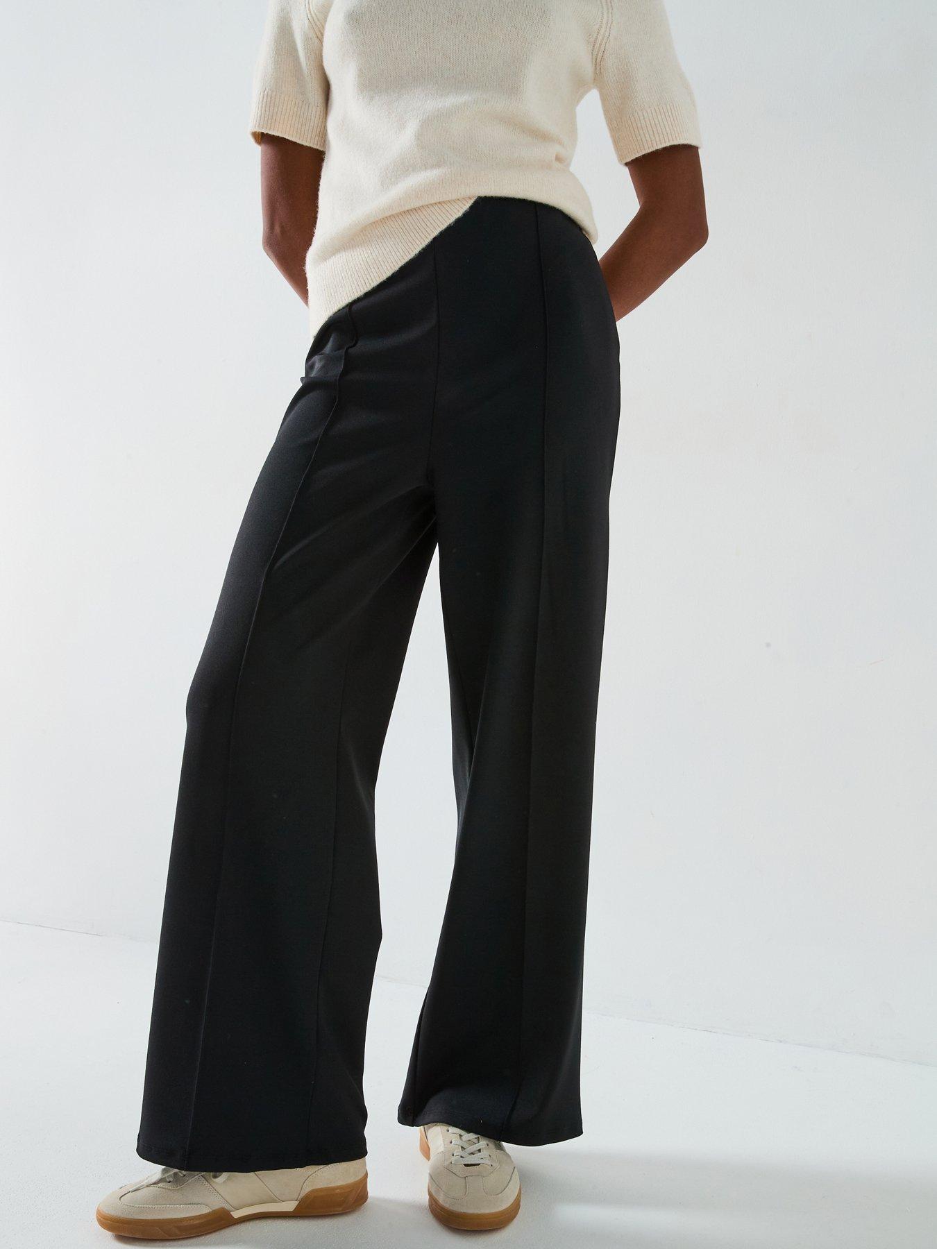 undefined Wide Leg Pintuck Trousers Co-Ord - Black