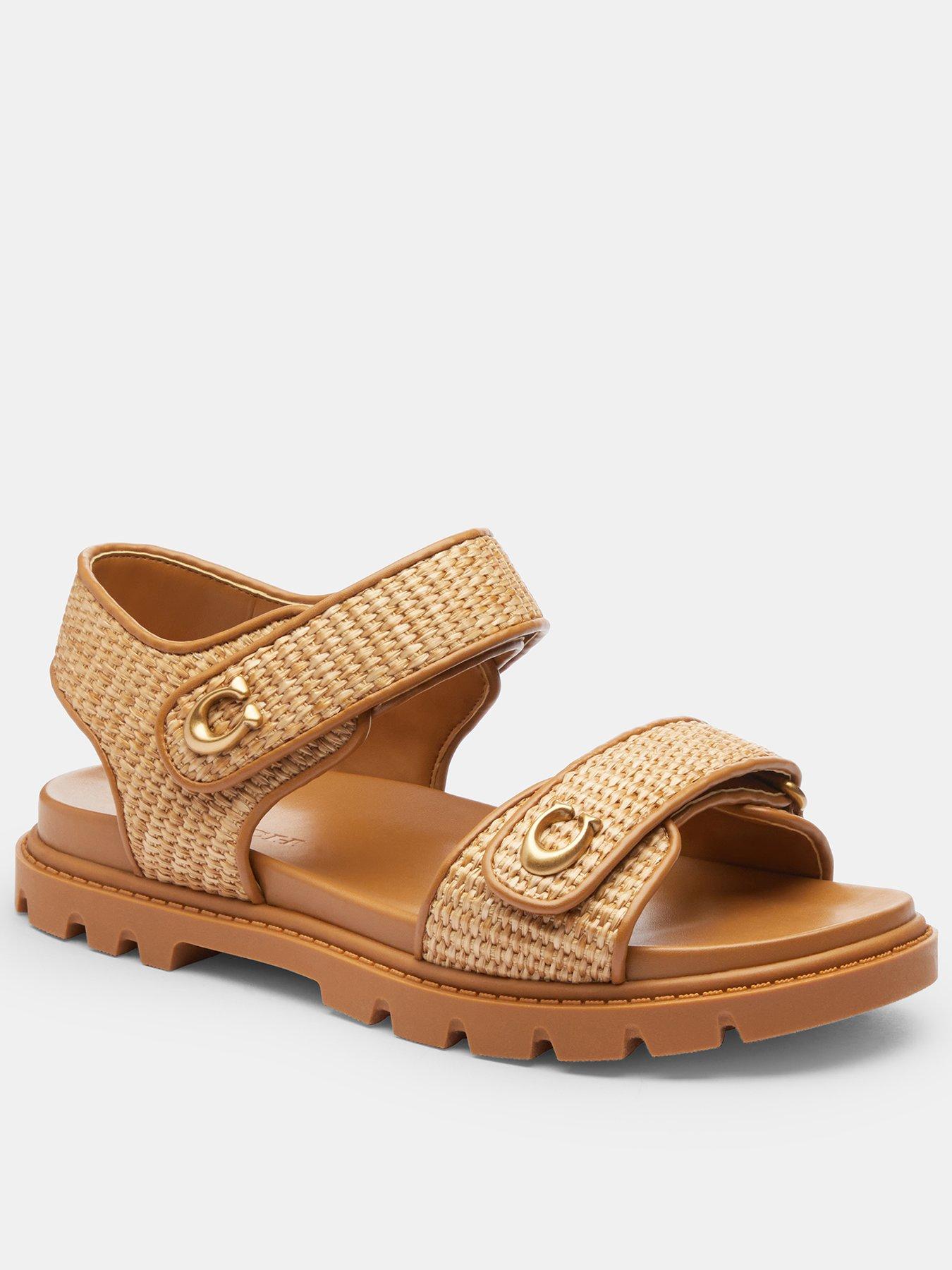 COACH Brynn Straw Sandals - Natural