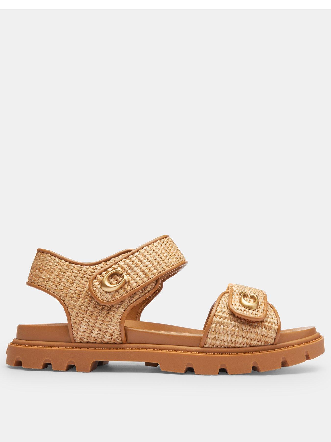 Image 2 of 5 of COACH Brynn Straw Sandals - Natural