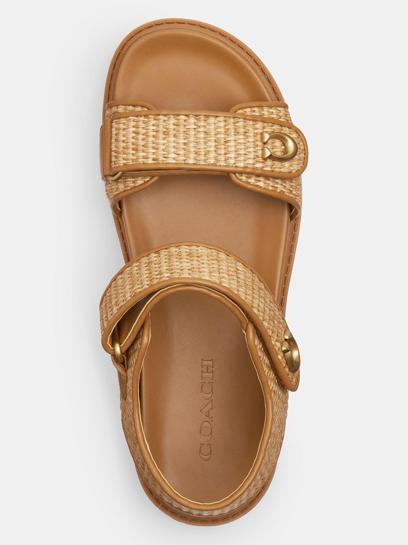 Image 4 of 5 of COACH Brynn Straw Sandals - Natural