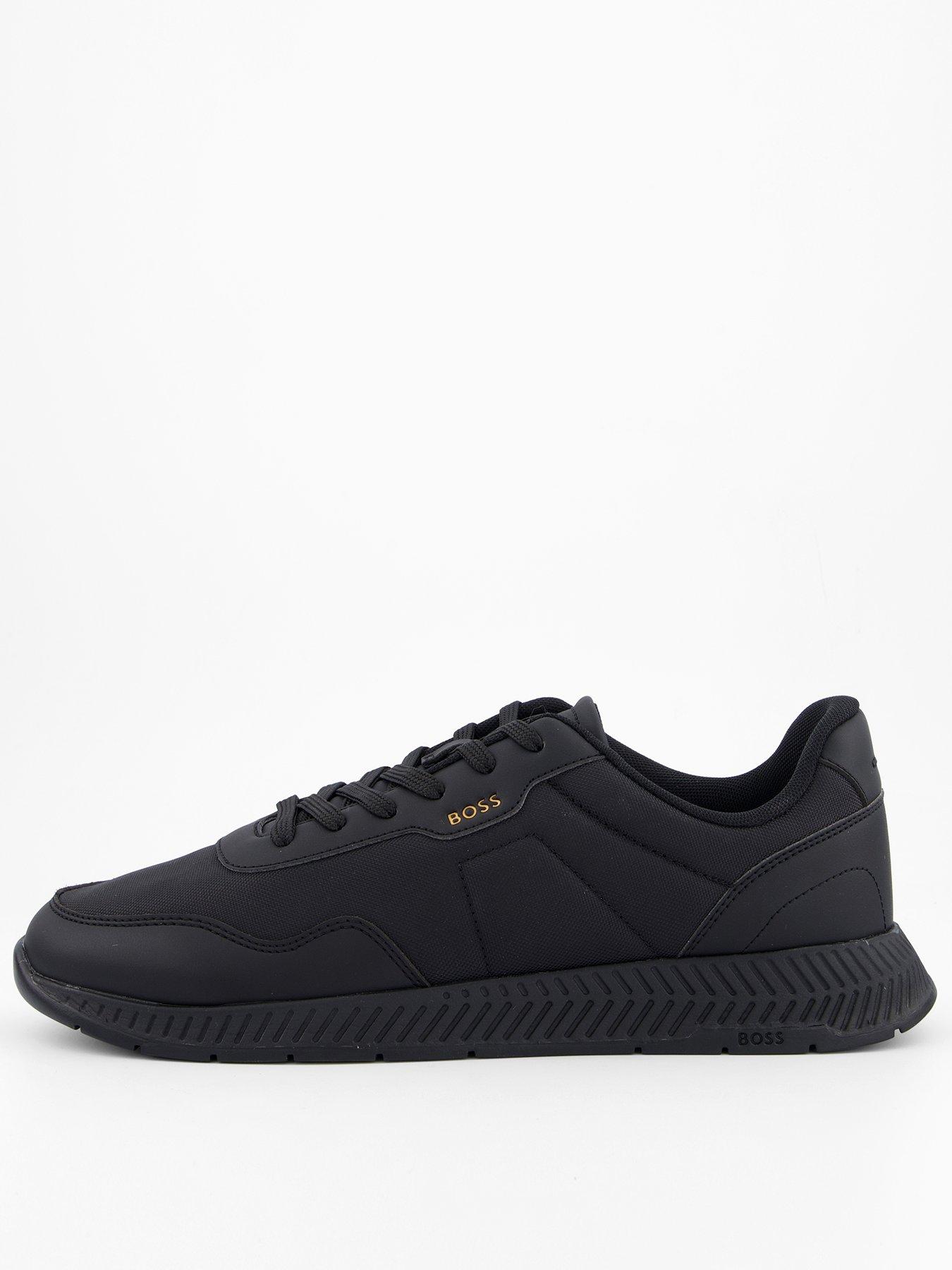 undefined Boss Titanium Nylom/ Leather Lace Runner- Black