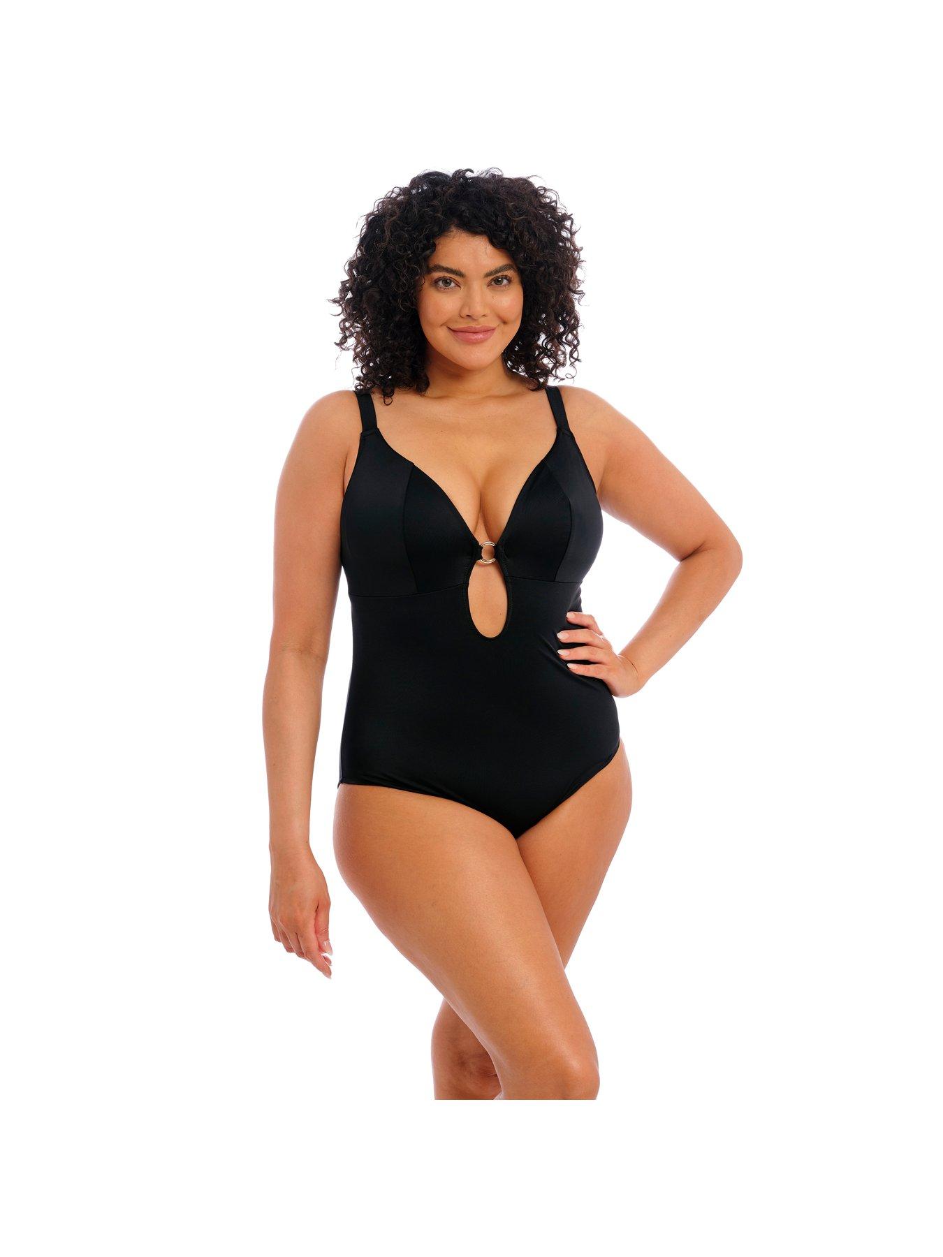 Image 3 of 3 of Elomi plain sailing Non Wired Plunge Swimsuit - Black