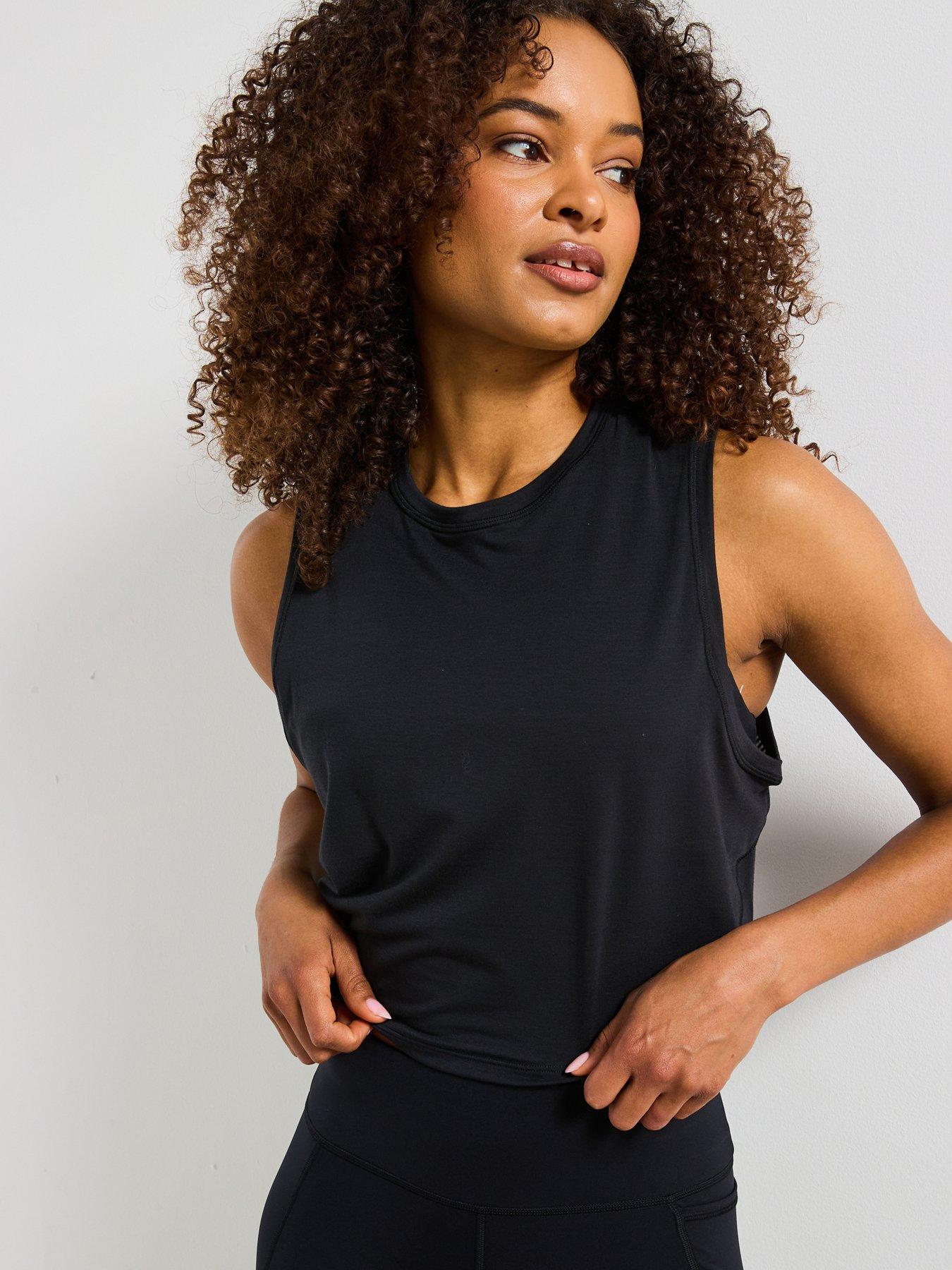 undefined Womens Training Breathe Easy Crop Muscle Tank - Black