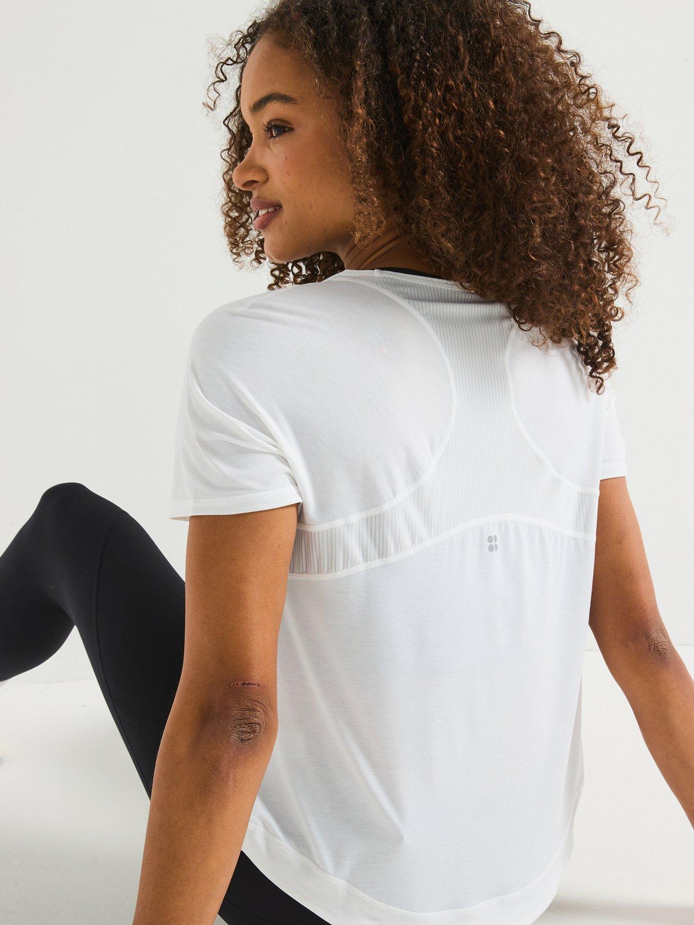 Image 5 of 5 of Sweaty Betty Womens Training Breathe Easy Short Sleeve Top - White