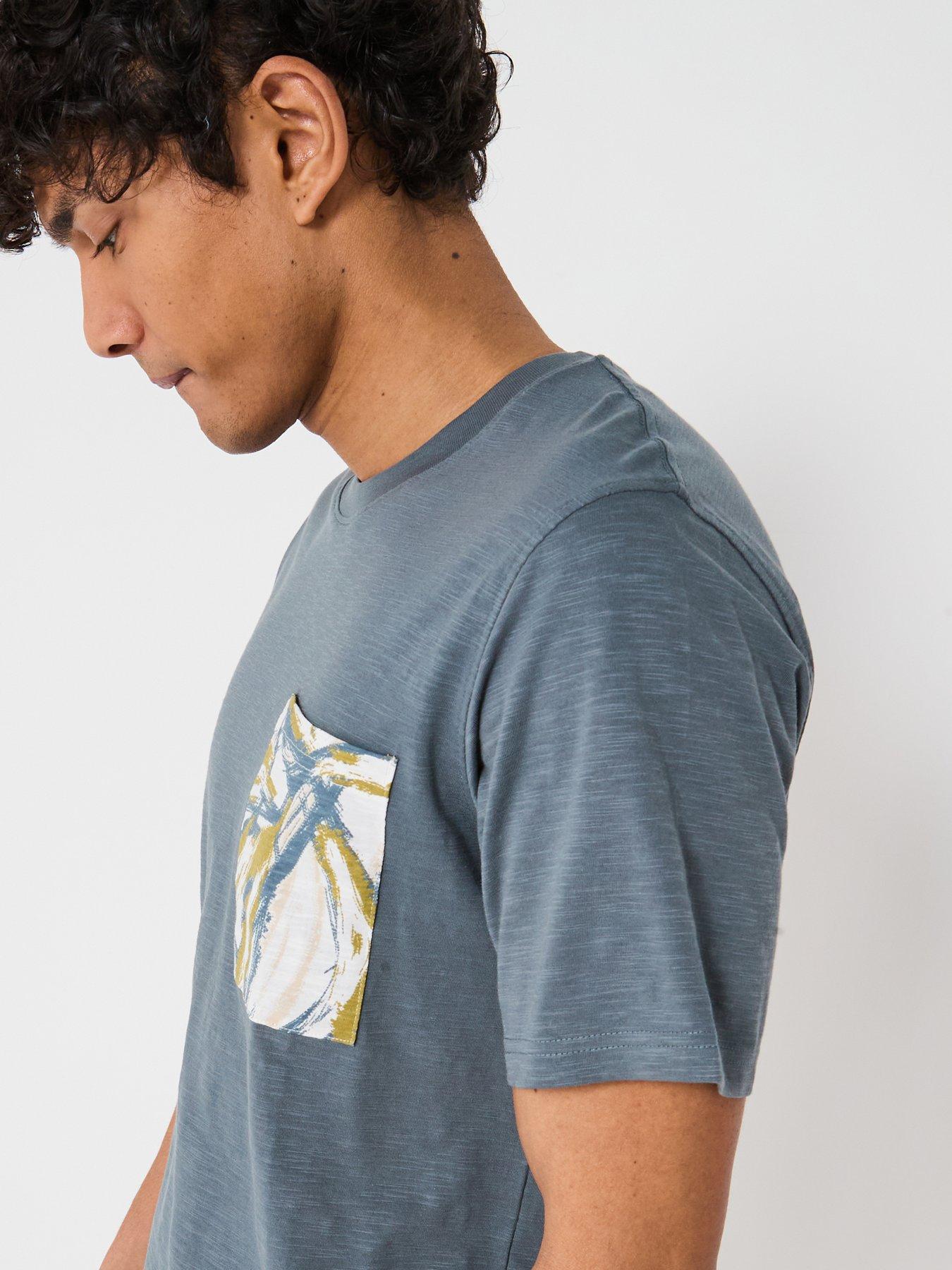 Image 4 of 6 of Jack & Jones Split Printed Pocket T-Shirt - Blue