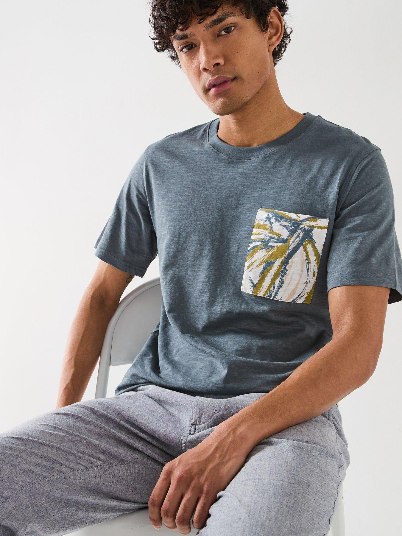 Image 5 of 6 of Jack & Jones Split Printed Pocket T-Shirt - Blue