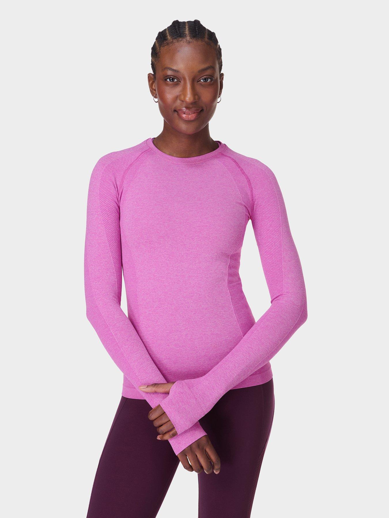 Sweaty Betty Womens Training Athlete Seamless Workout Long Sleeve Top - Pink