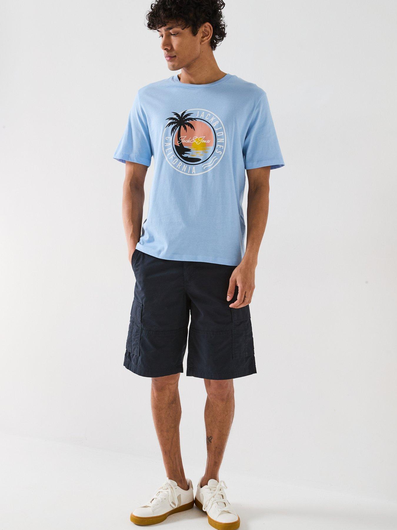 Image 3 of 5 of Jack & Jones Palm Circle Graphic T-Shirt - Light Blue