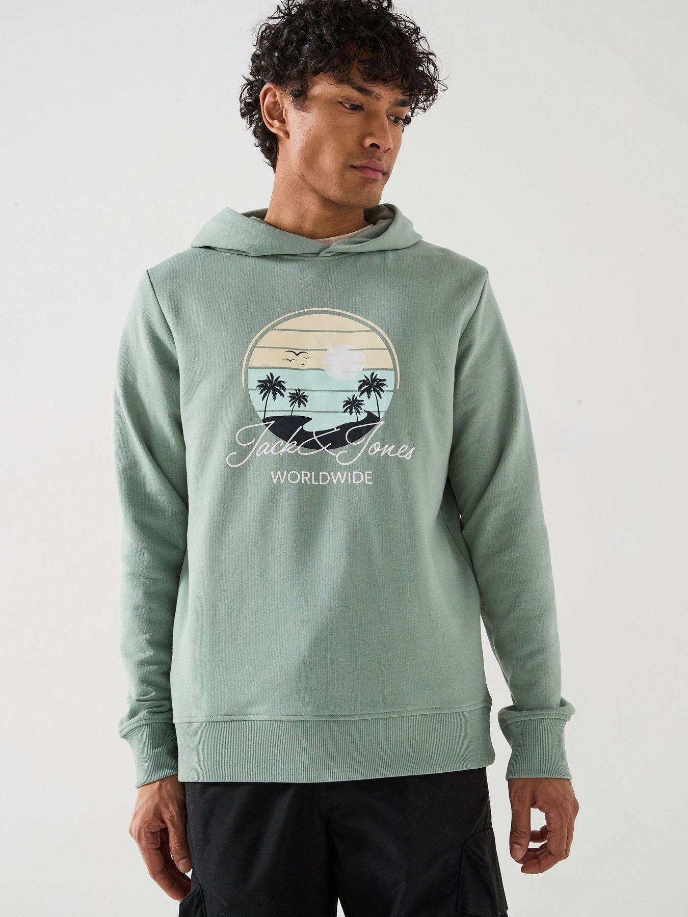 undefined Palm Circle Graphic Overhead Hoodie - Light Green