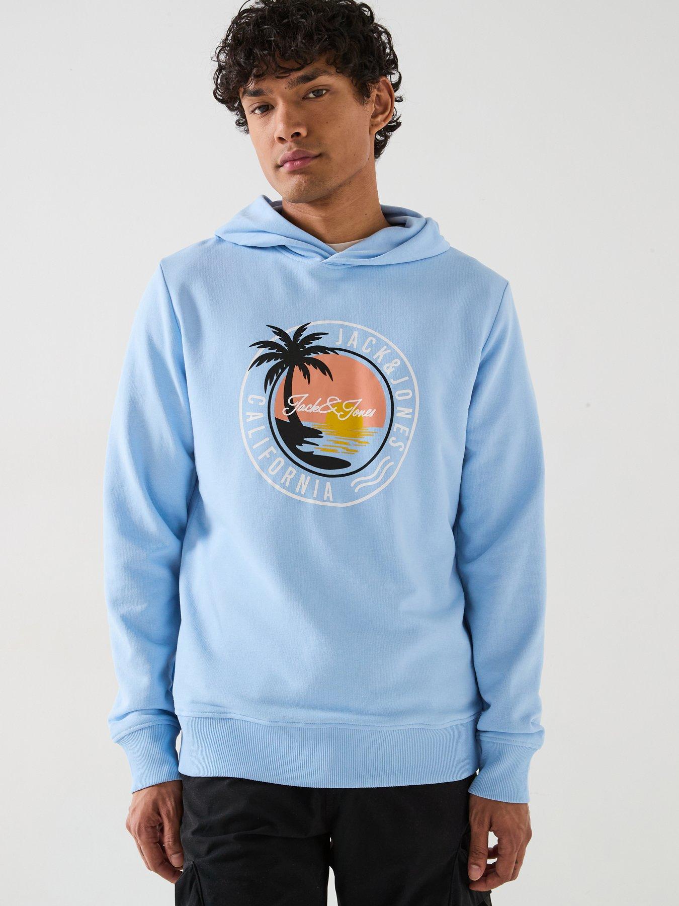 undefined Palm Circle Graphic Overhead Hoodie - Light Blue
