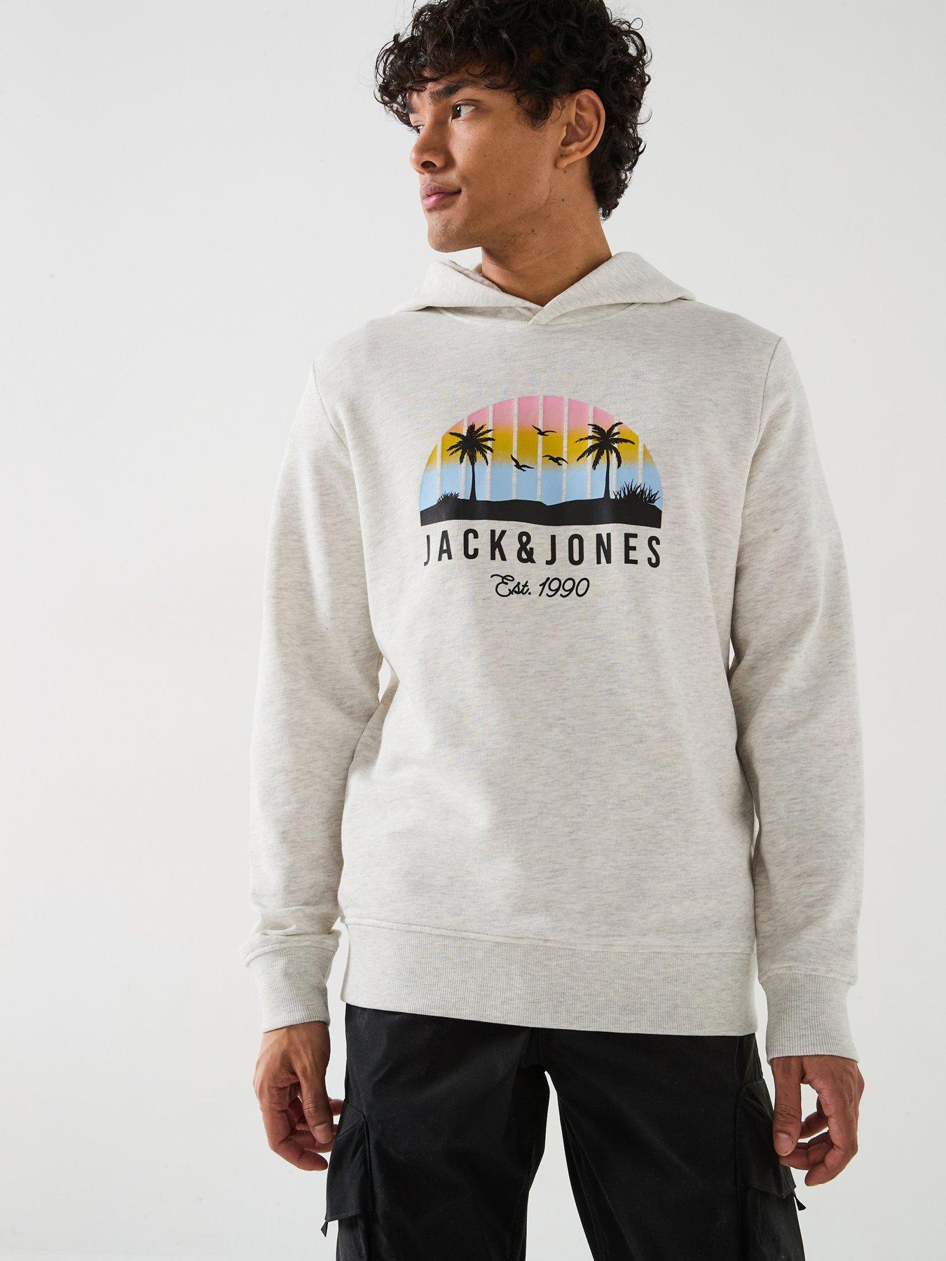 undefined Palm Circle Graphic Overhead Hoodie - Light Grey
