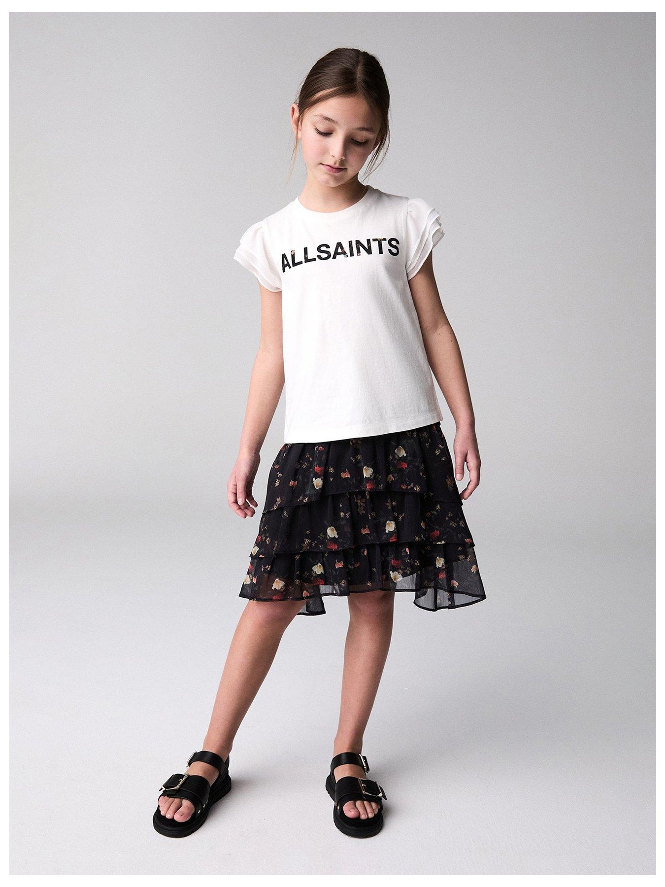 undefined Girls Floral Skirt And T-shirt Set