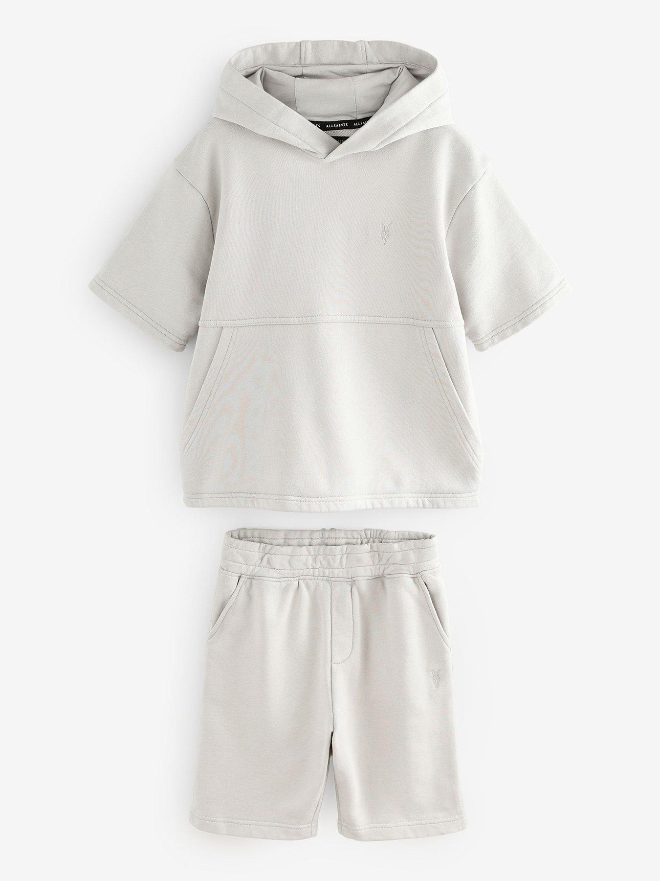 undefined All Saints Hoodie and Shorts Set - Grey