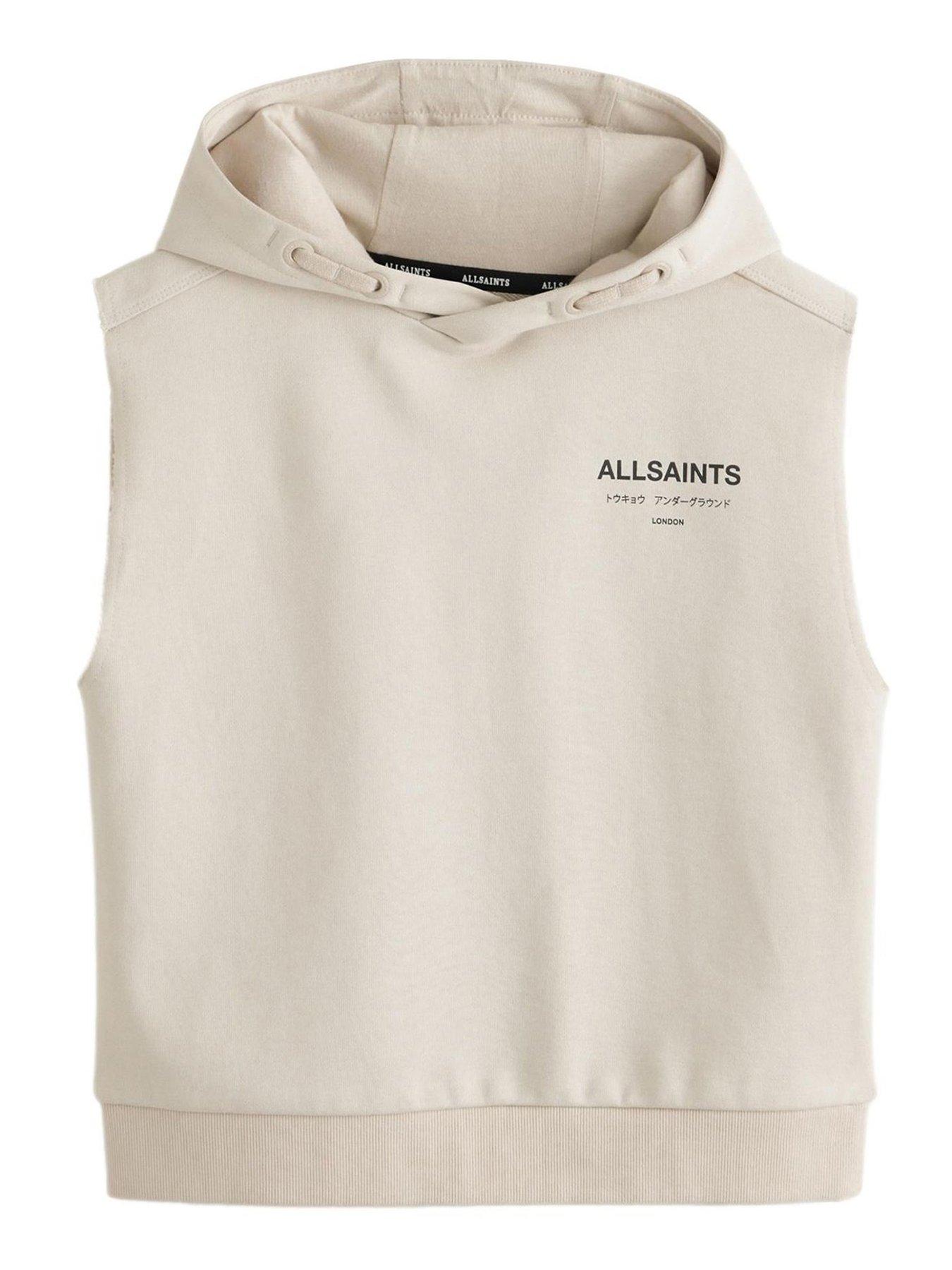 undefined All Saints Sleeveless Hoodie - Beige