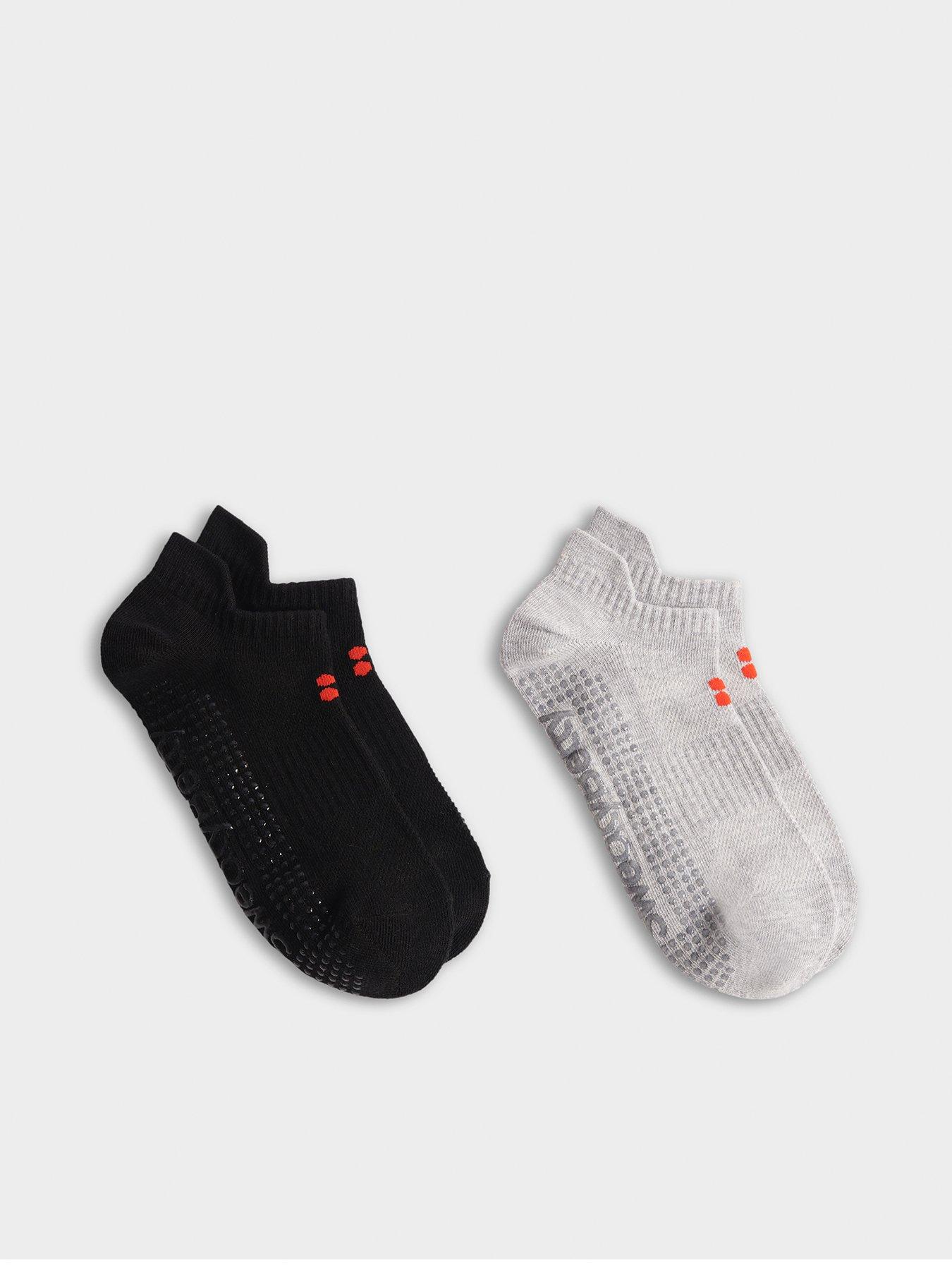 undefined Womens Training Barre Gripper Socks - 2 pack - Black Multi