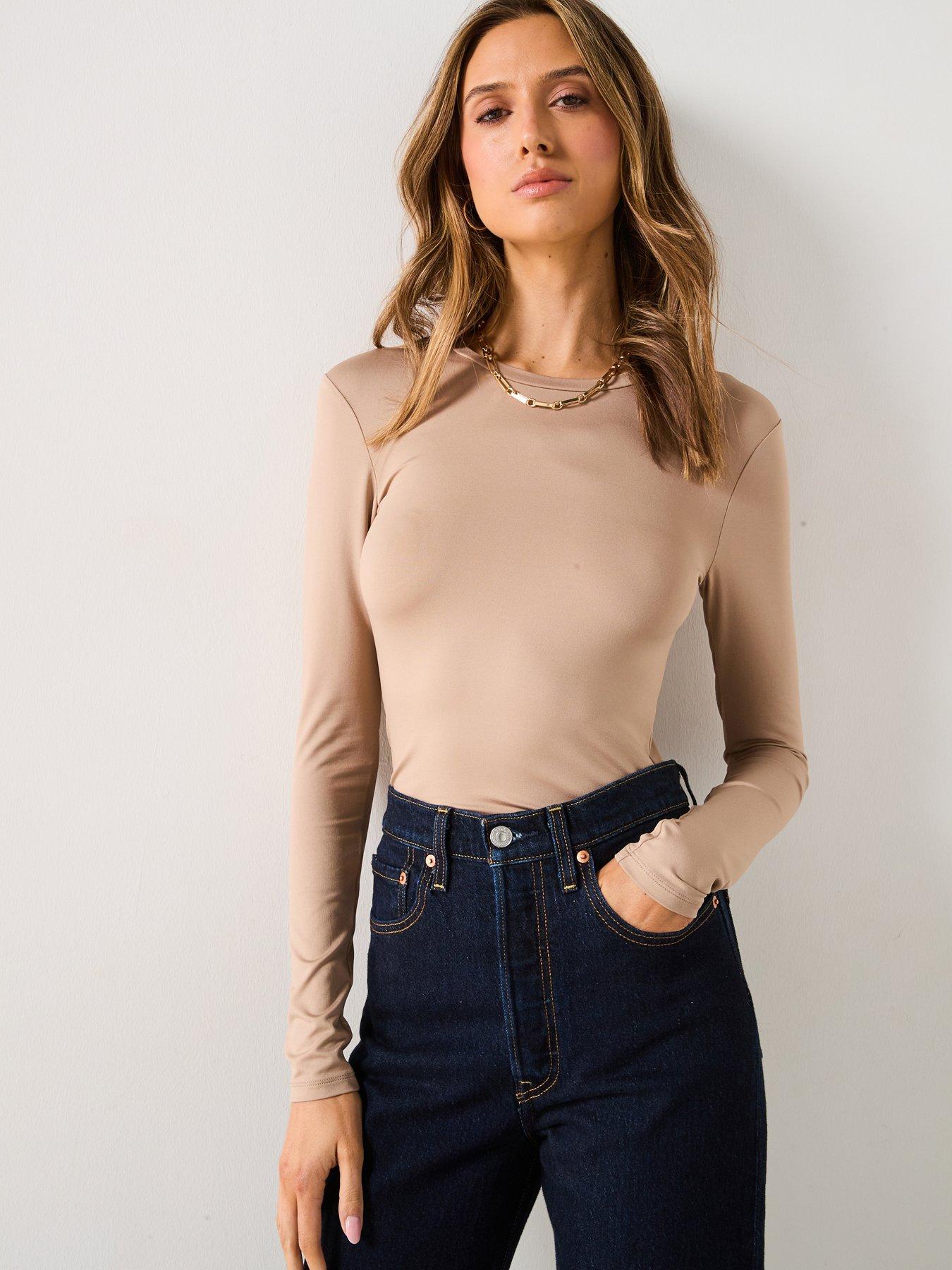 Image 1 of 5 of V by Very Soft Touch Essential Long Sleeve Top - Taupe