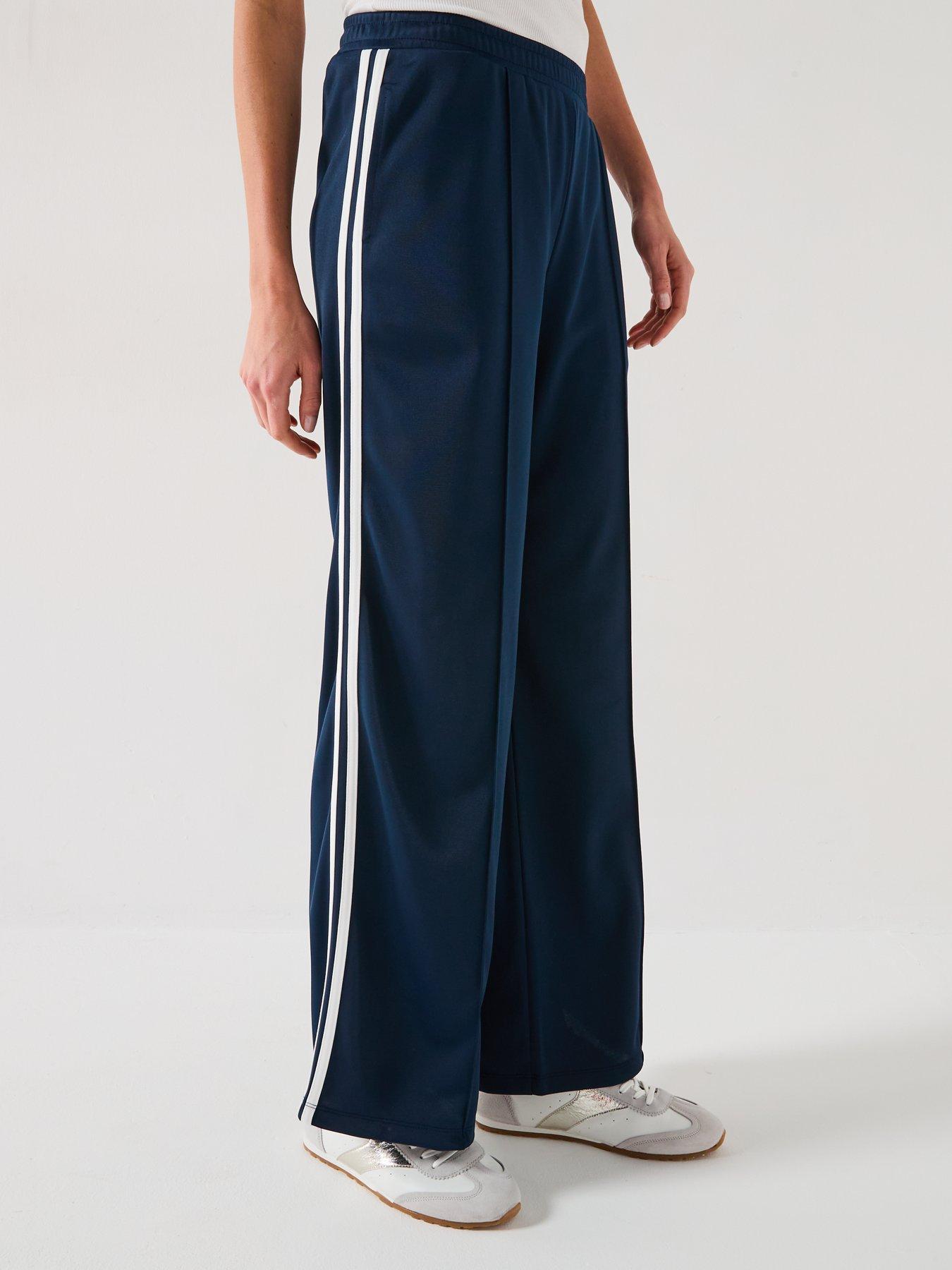 Image 1 of 6 of V by Very Side Stripe Pin Tuck Wide Leg Jogger - Navy