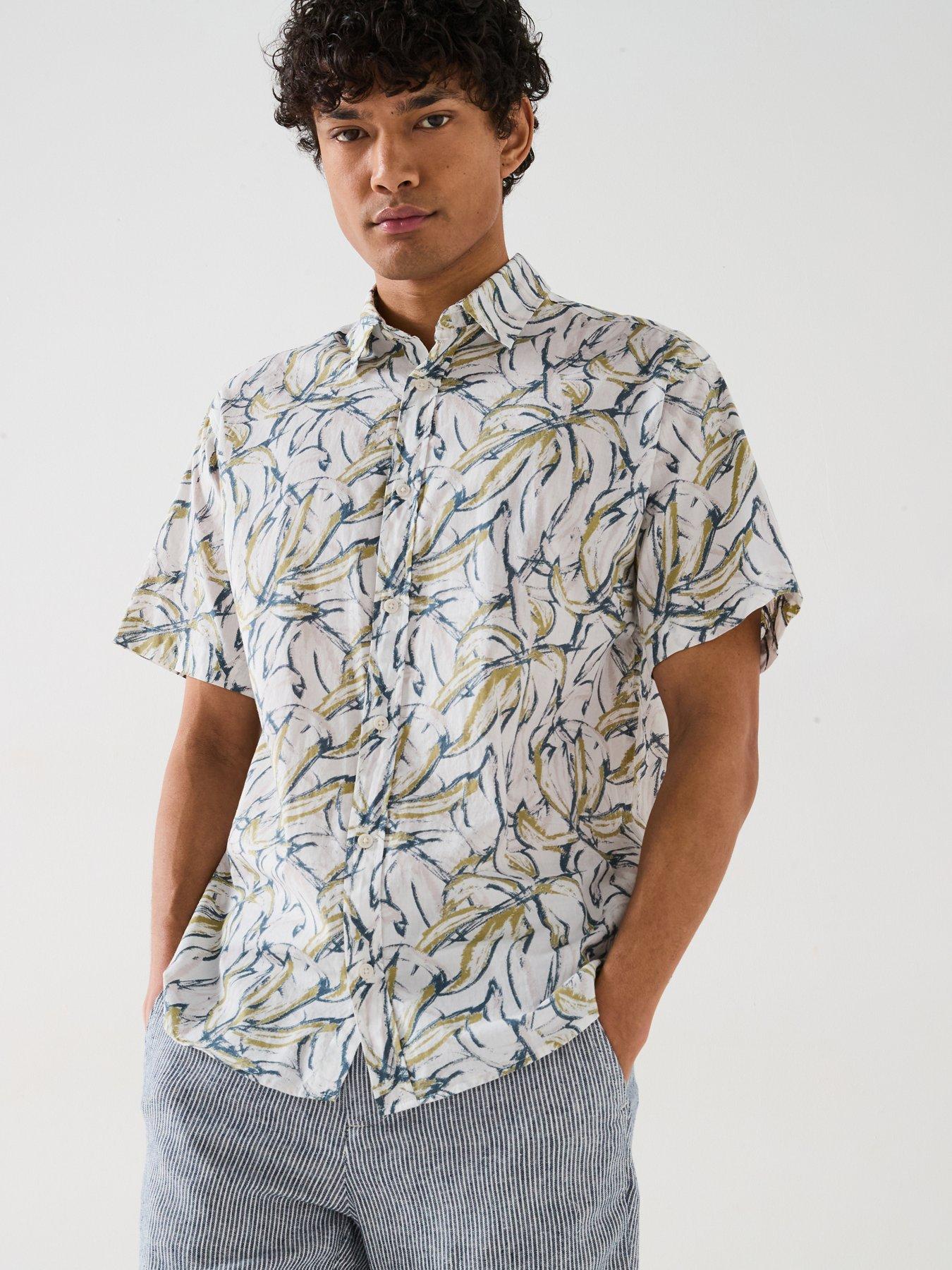 undefined Joshua Split All Over Print Short Sleeve Shirt - Off White