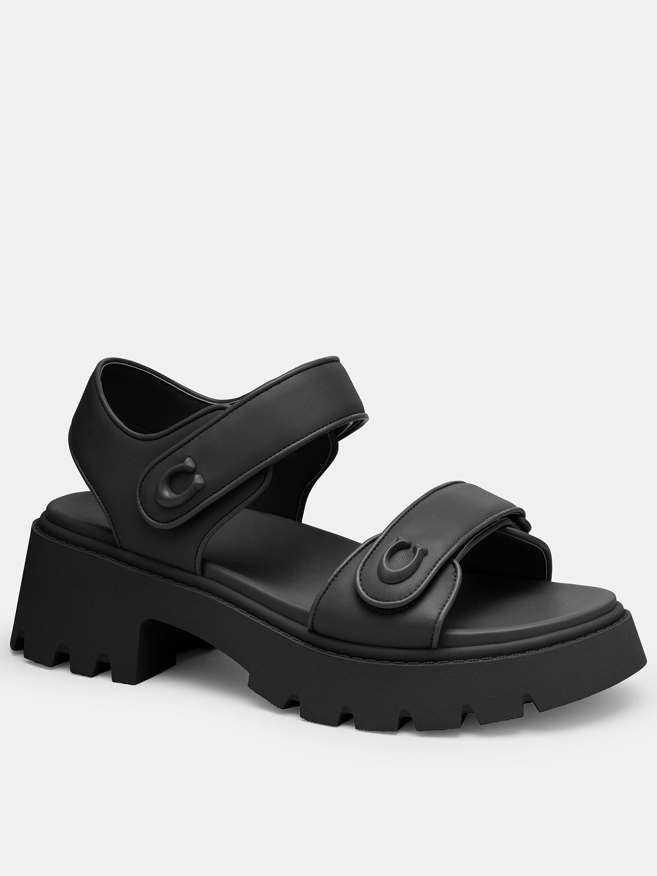 COACH Brynn Platform Leather Sandal - Black