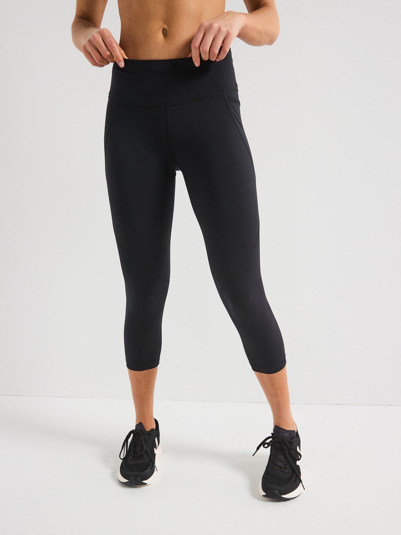 undefined Womens Training Power Crop Workout Leggings - Black