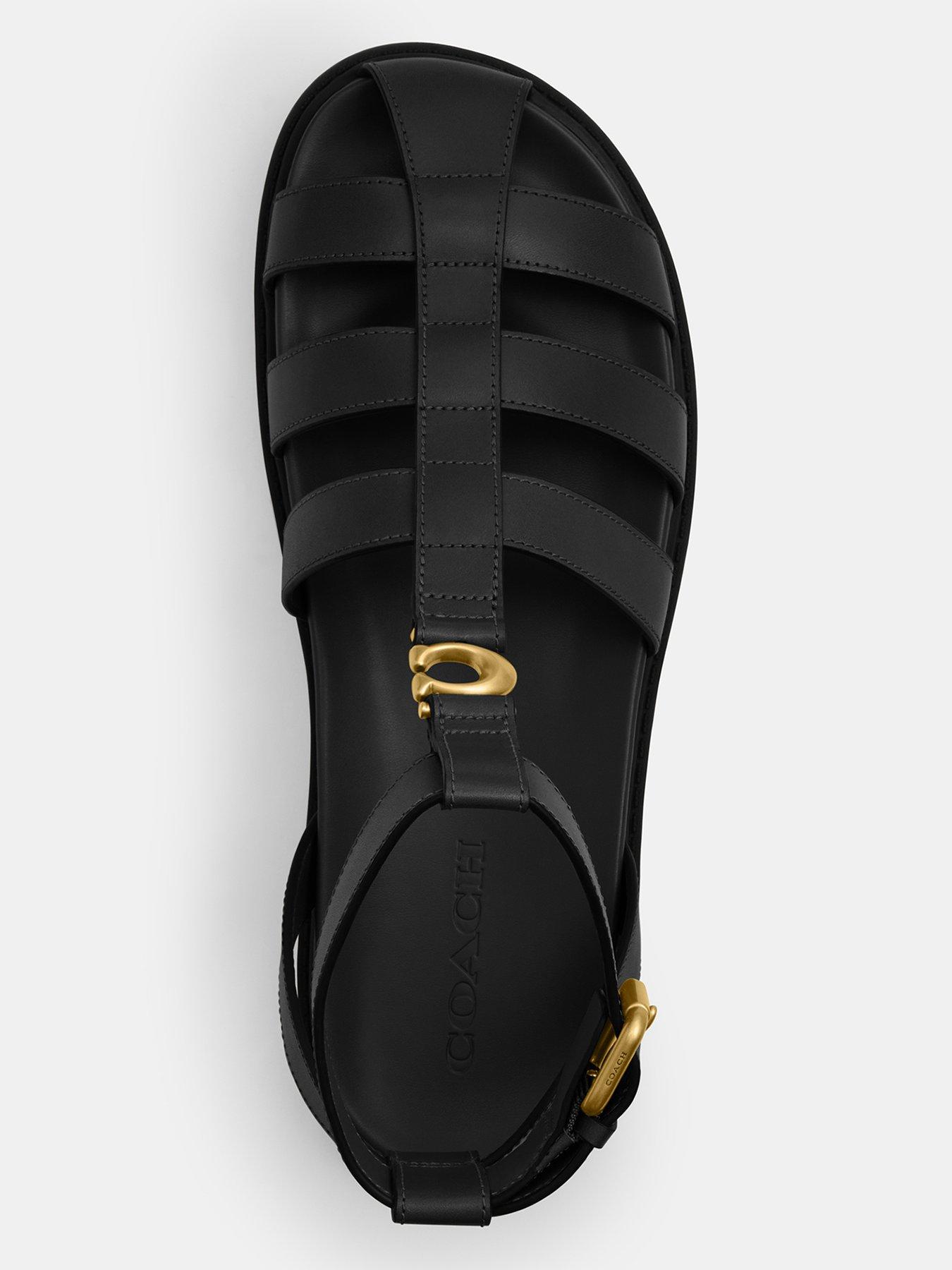 Image 2 of 2 of COACH Leah Leather Fisherman Sandal - Black