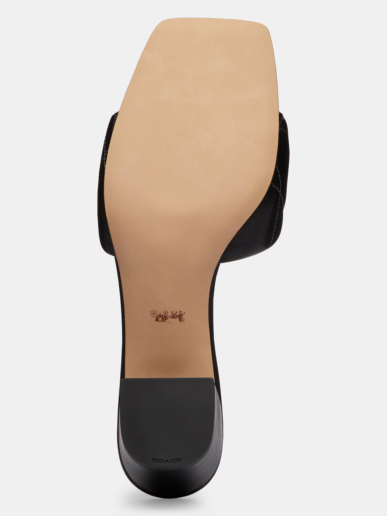 Image 5 of 5 of COACH Quilted Leather Block Heel Sandals - Black