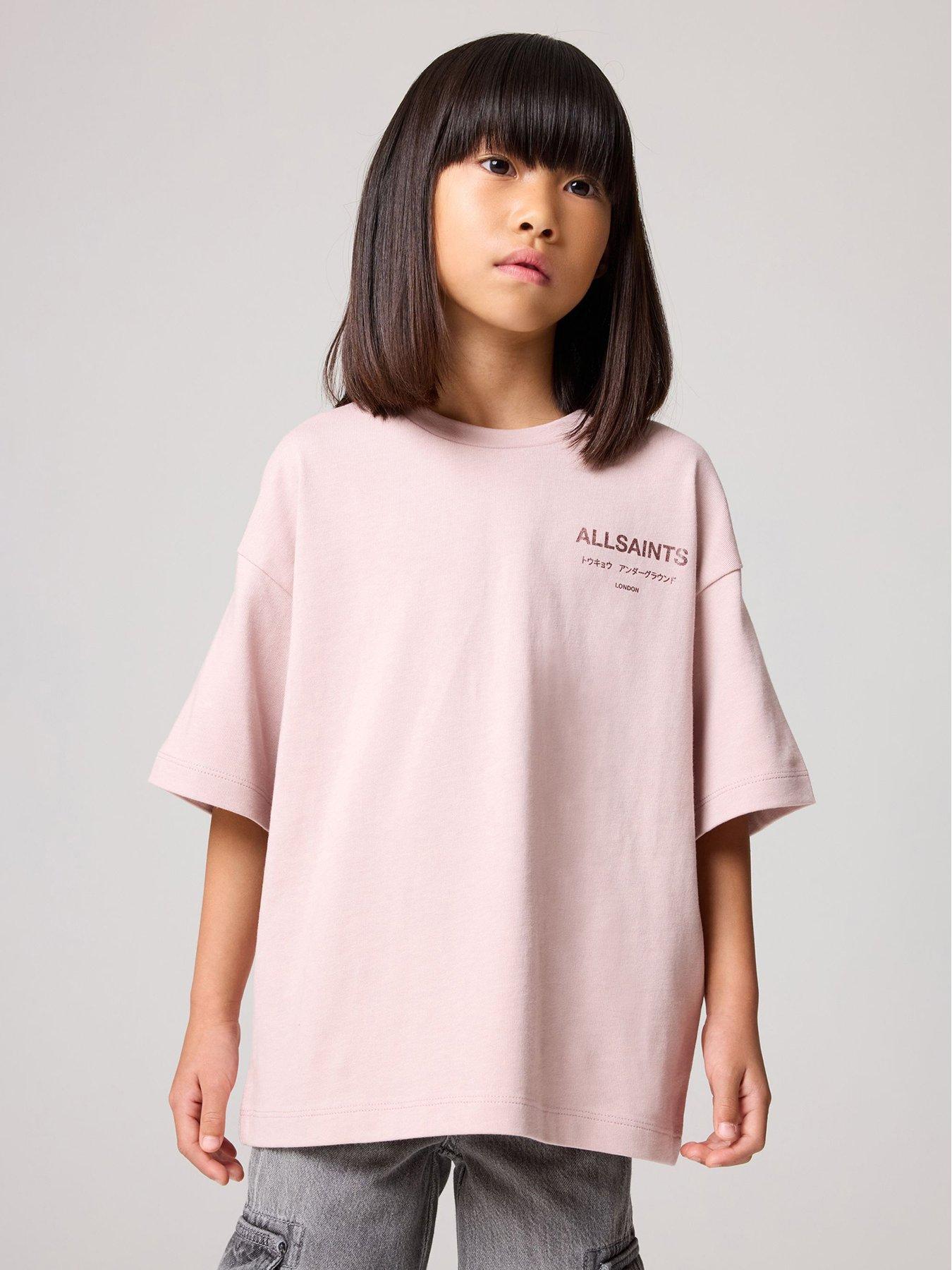 undefined All Saints Girls Logo T-Shirt - Pink