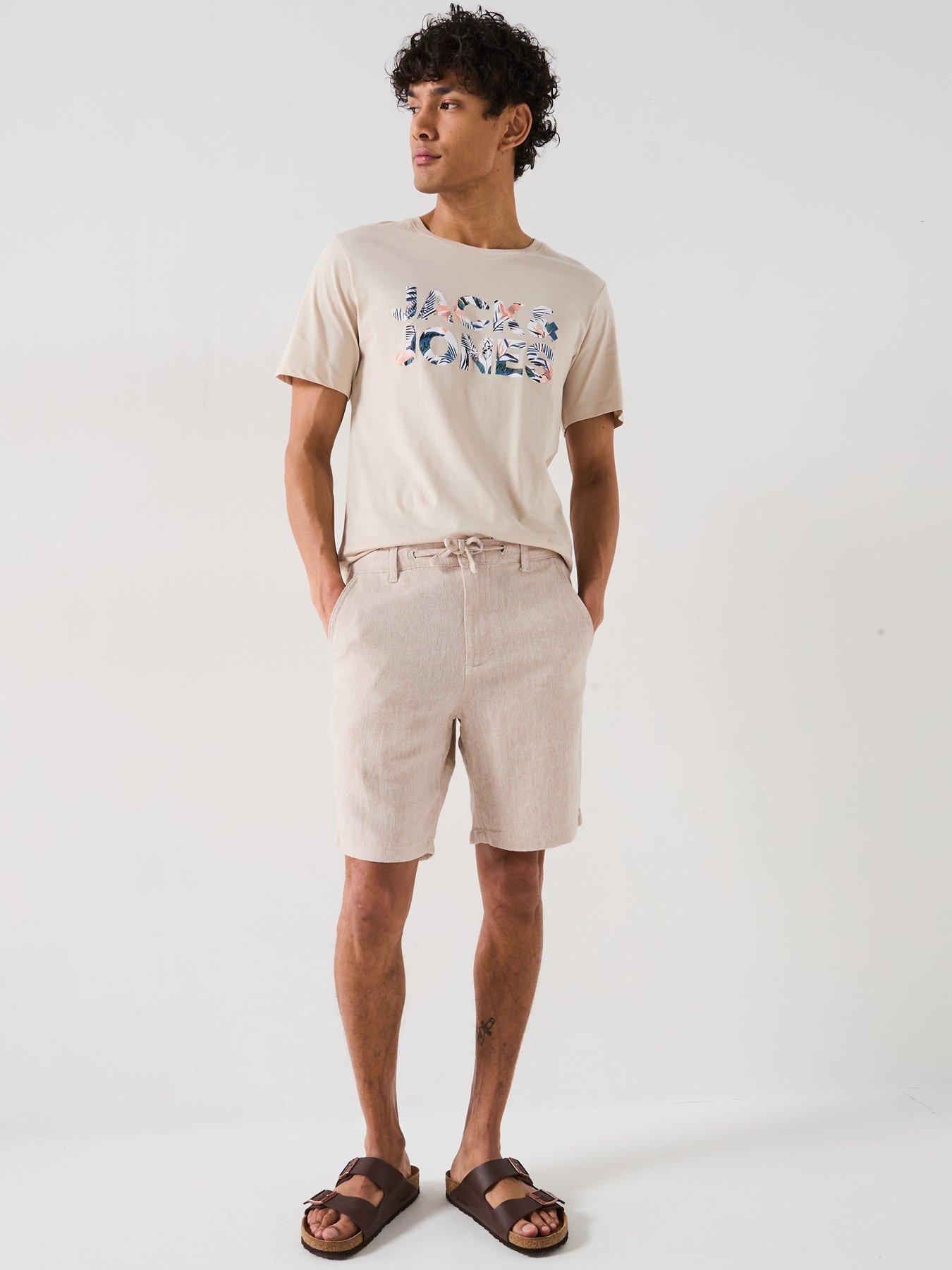 Image 3 of 5 of Jack & Jones Stace Mykonos Herringbone Chino Shorts - Light Natural