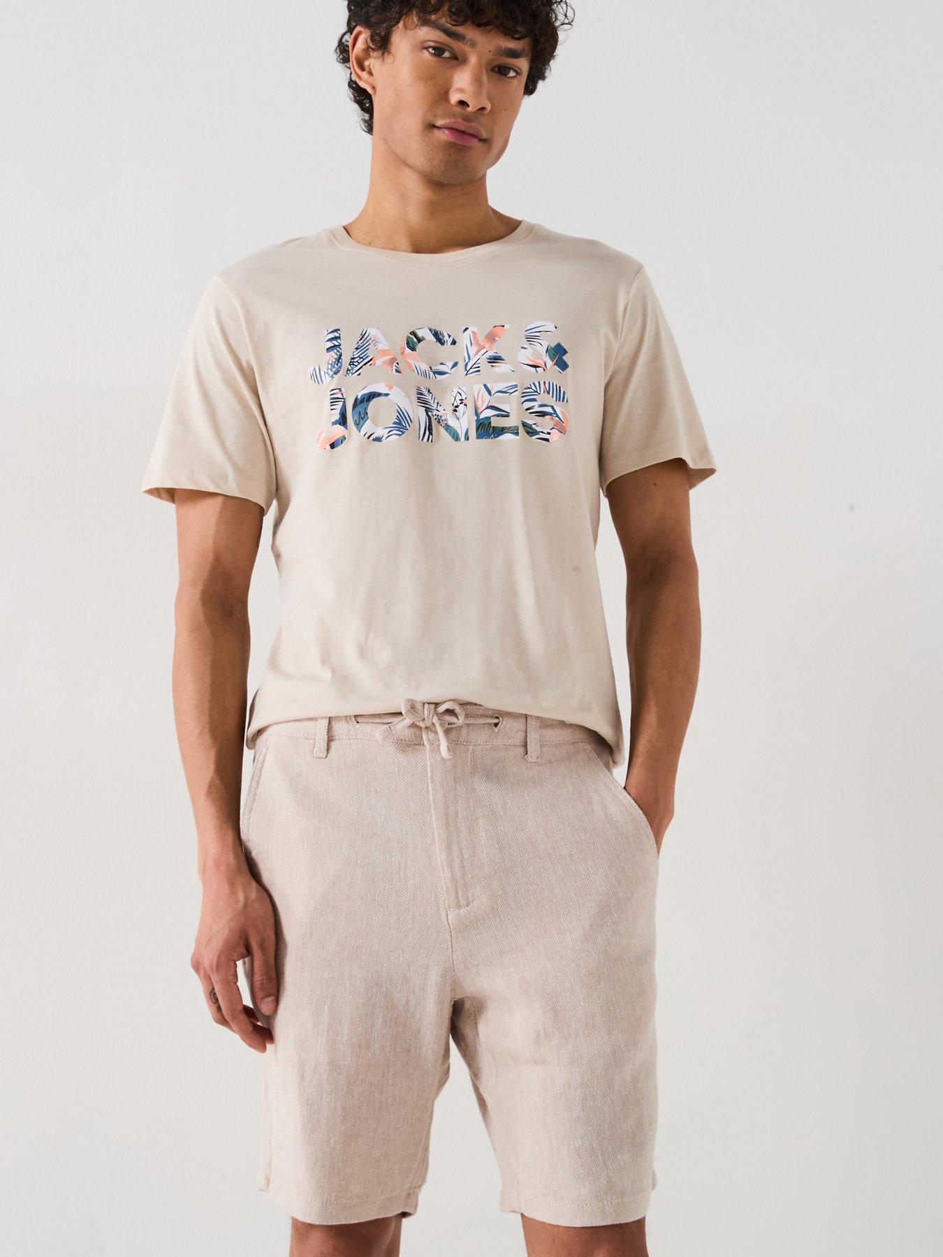 Image 4 of 5 of Jack & Jones Stace Mykonos Herringbone Chino Shorts - Light Natural