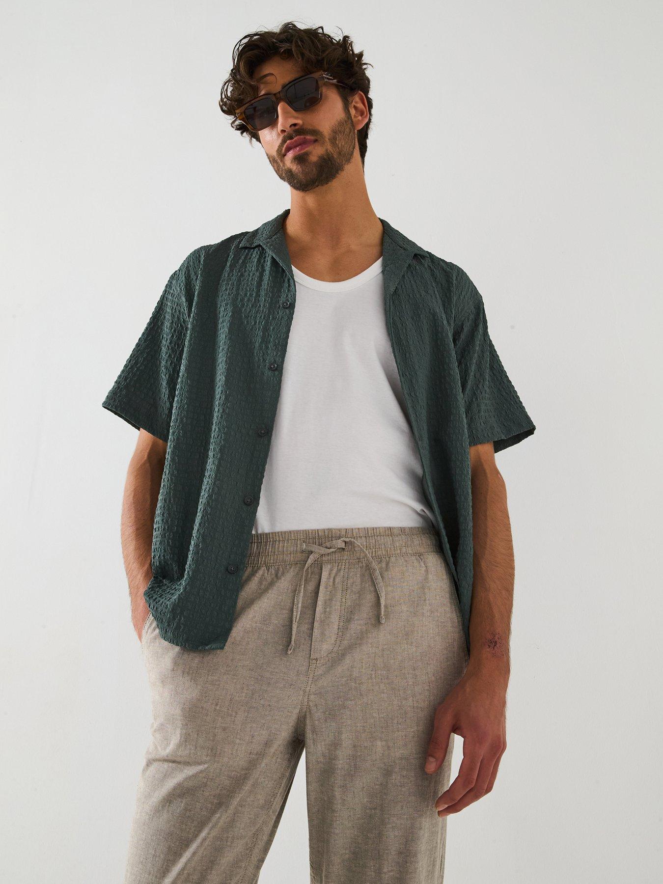 undefined Pablo Seersucker Resort Short Sleeve Shirt - Agave Green