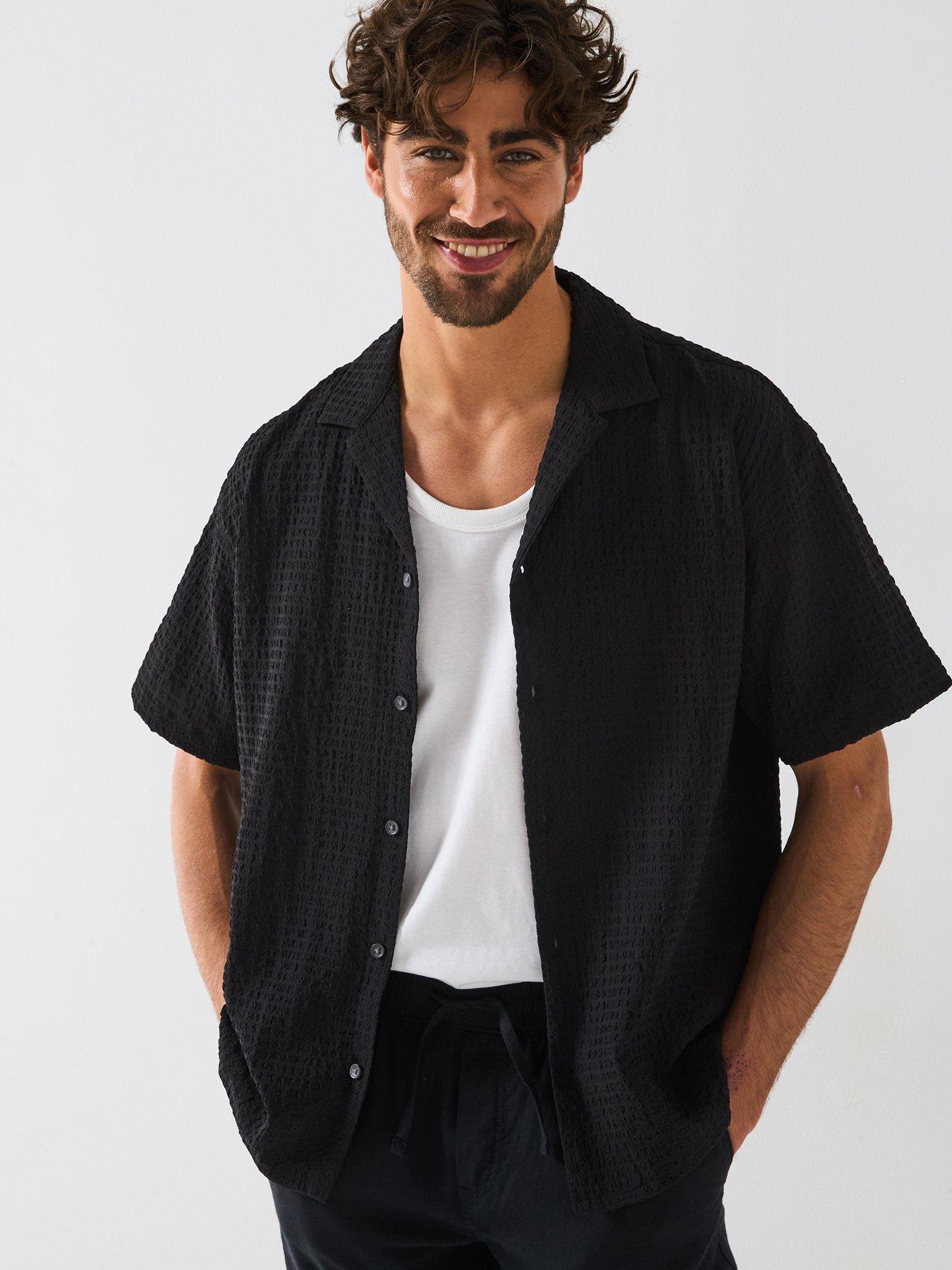 undefined Pablo Seersucker Resort Short Sleeve Shirt - Black