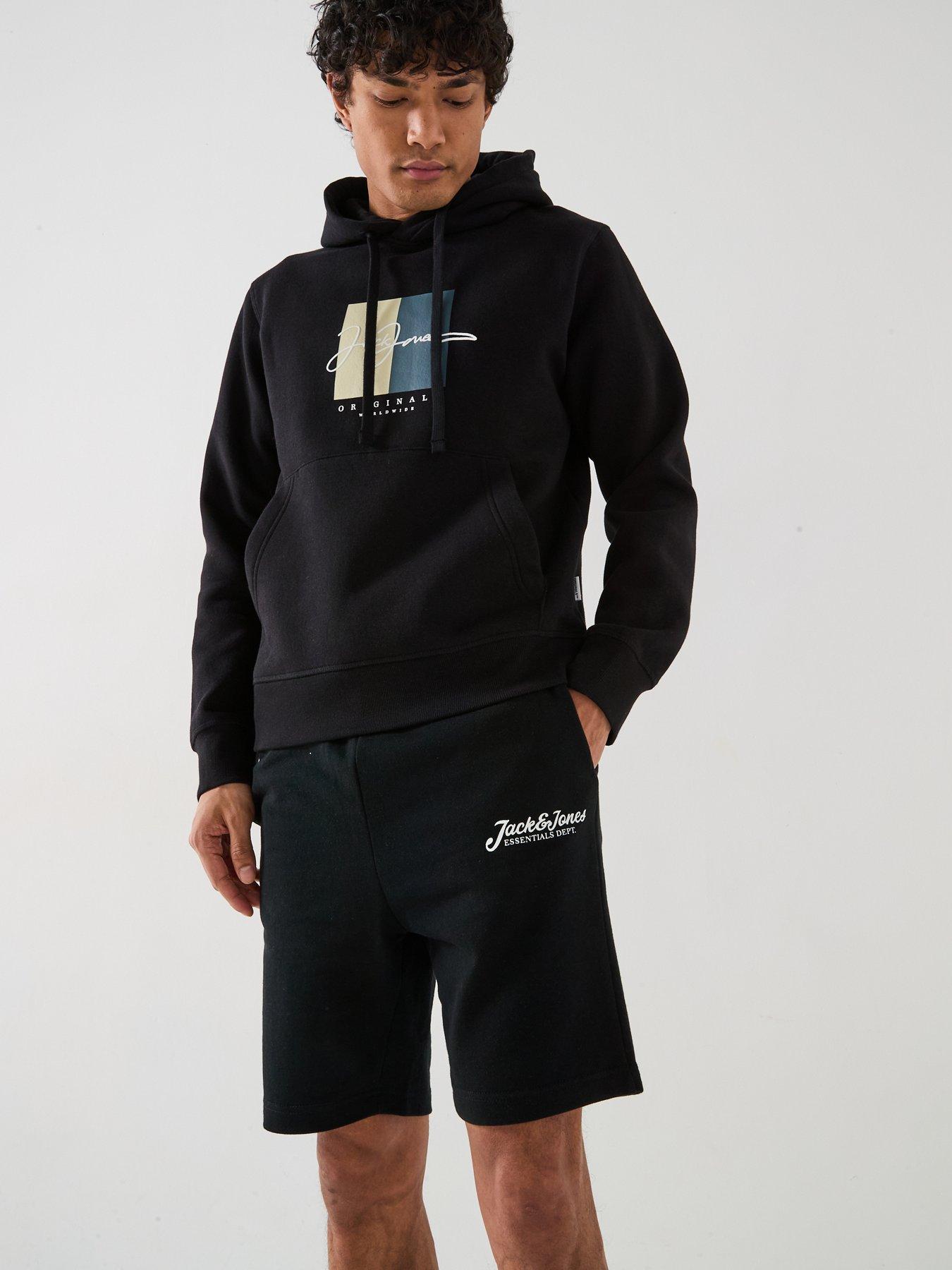 Image 4 of 5 of Jack & Jones Gordon Beau Script Sweat Shorts - Black