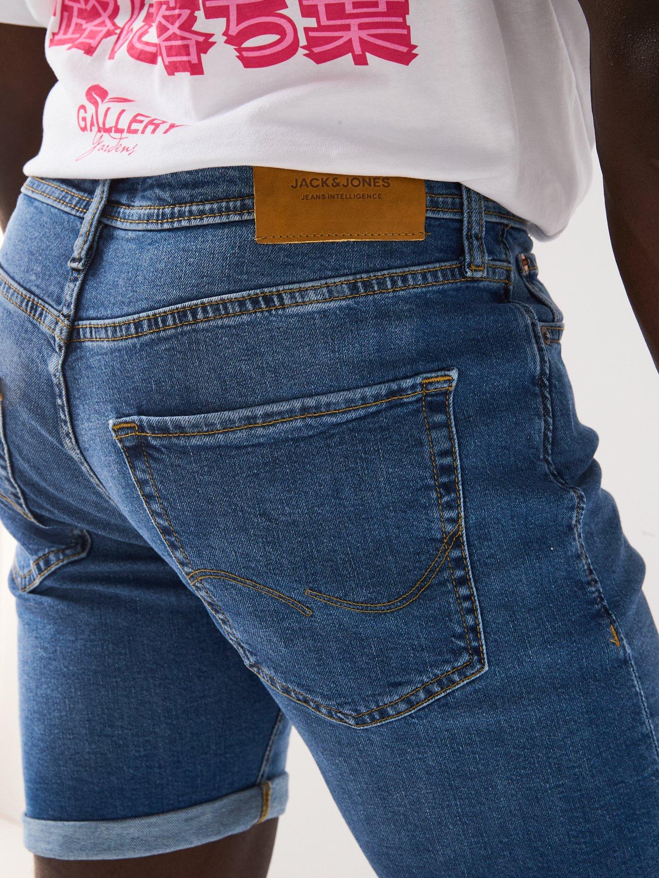 Image 4 of 6 of Jack & Jones Rick Original Distressed Denim Shorts - Blue Denim