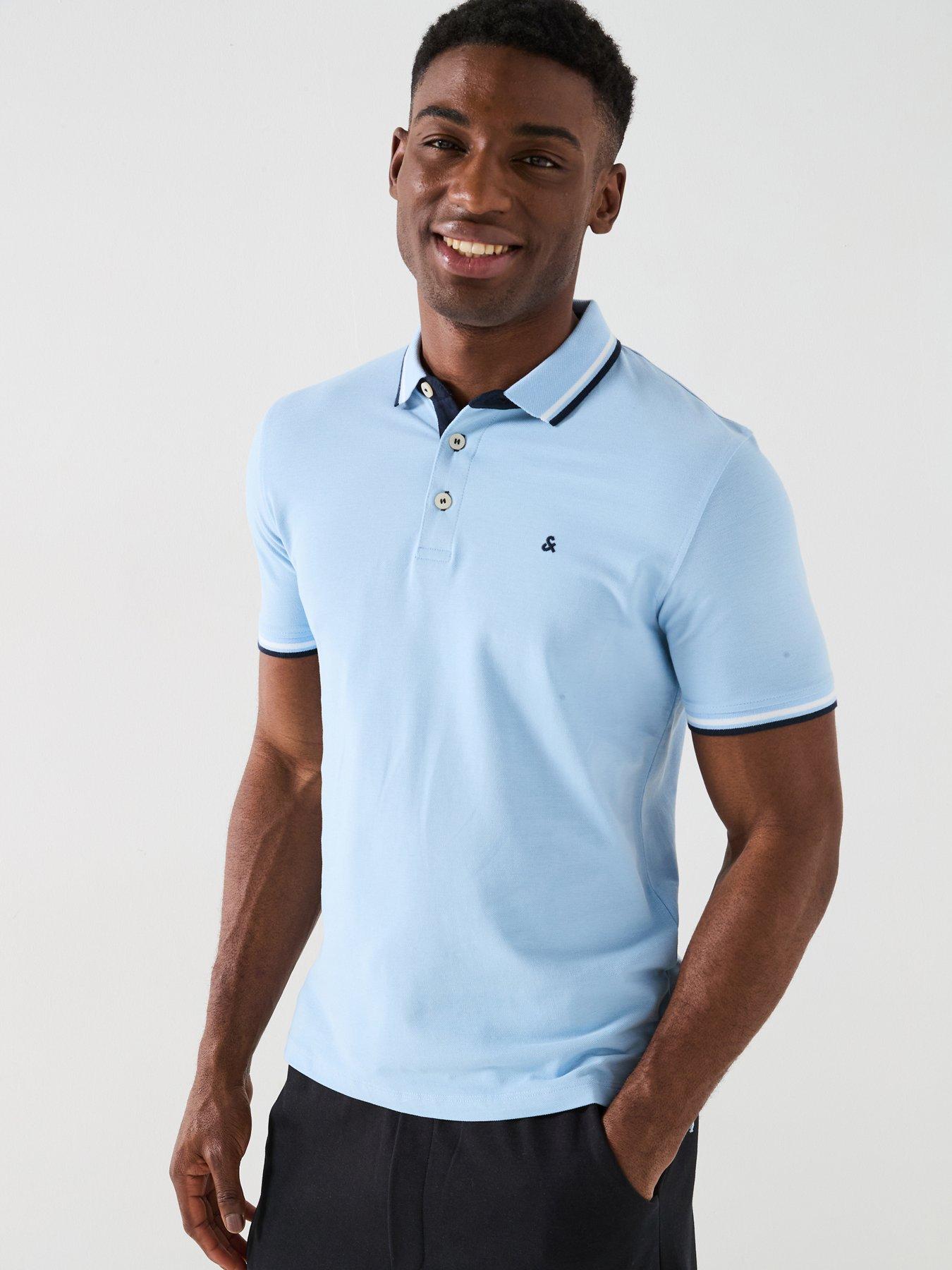 Jack & Jones Paulos Polo Shirt - Light Blue, Light Blue, Size 2Xl, Men
