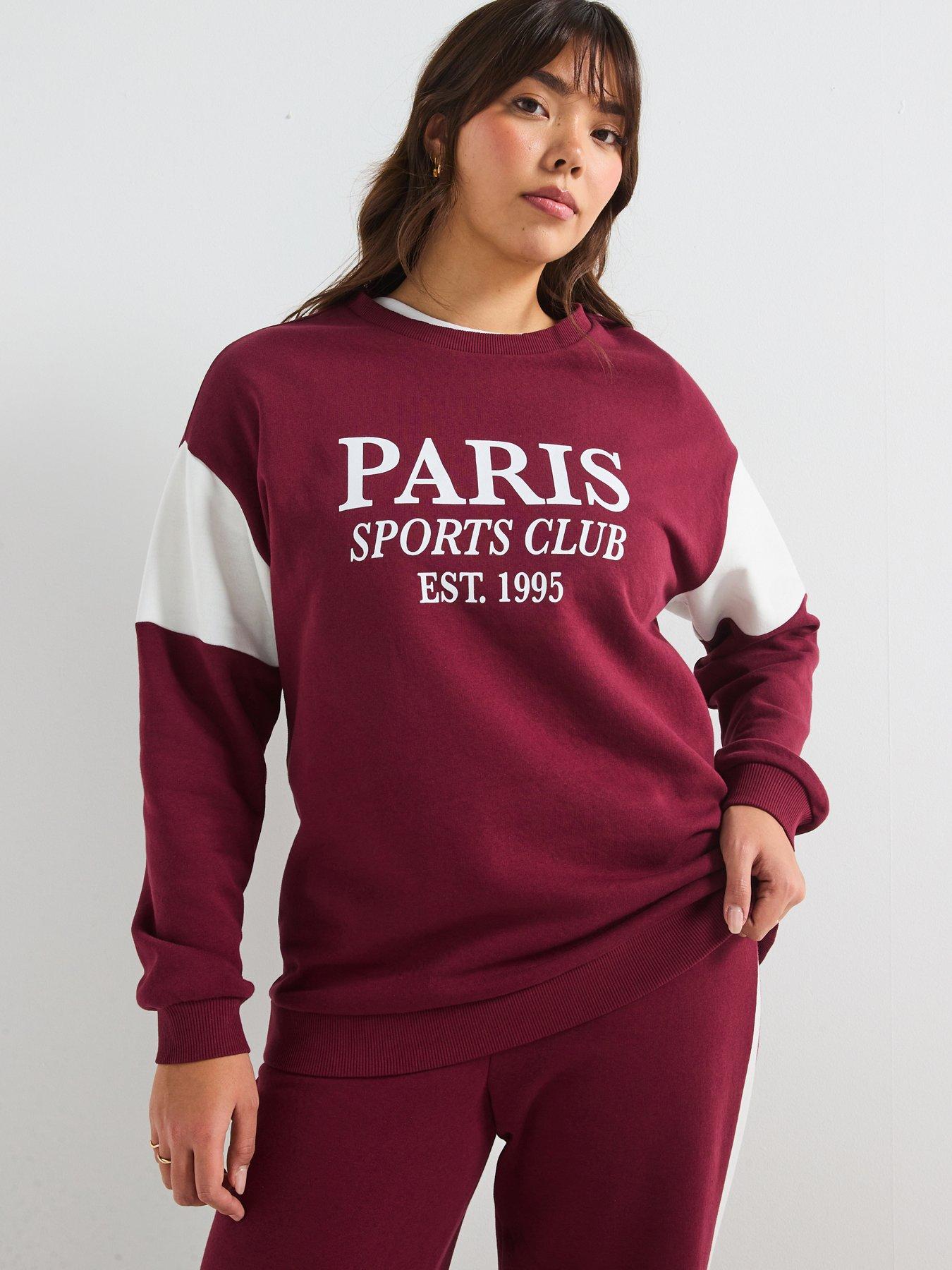 Image 1 of 6 of V by Very Curve Colourblock Paris Sweatshirt - Red