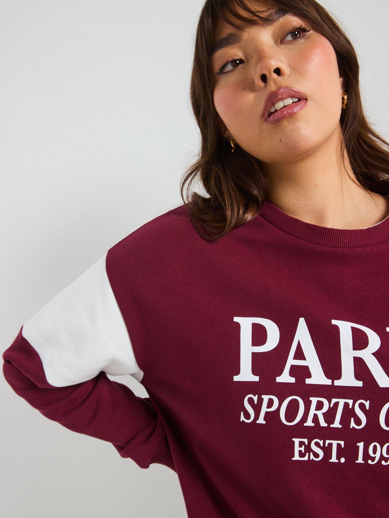 Image 4 of 6 of V by Very Curve Colourblock Paris Sweatshirt - Red