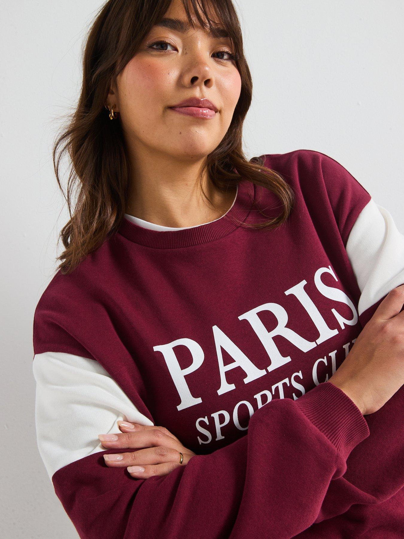 Image 5 of 6 of V by Very Curve Colourblock Paris Sweatshirt - Red