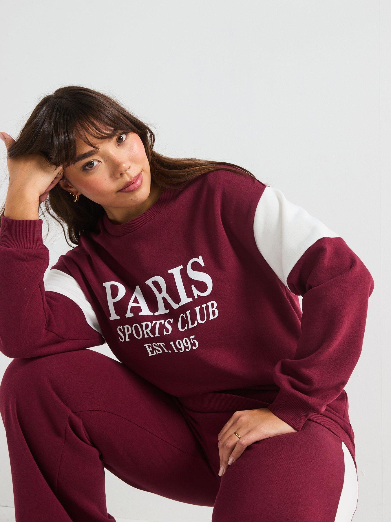Image 6 of 6 of V by Very Curve Colourblock Paris Sweatshirt - Red