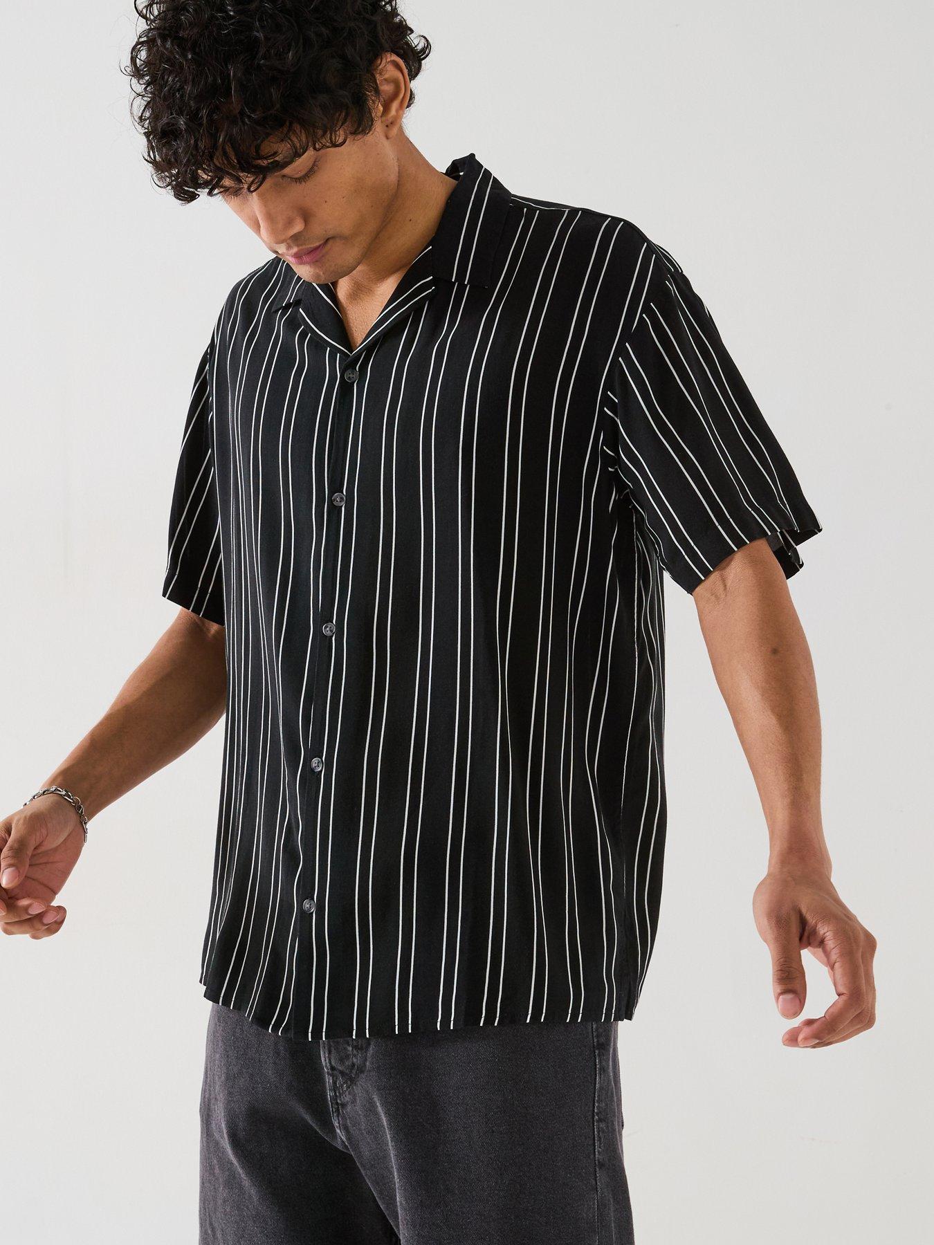 undefined Jeff Stripe Resort Shirt - Black